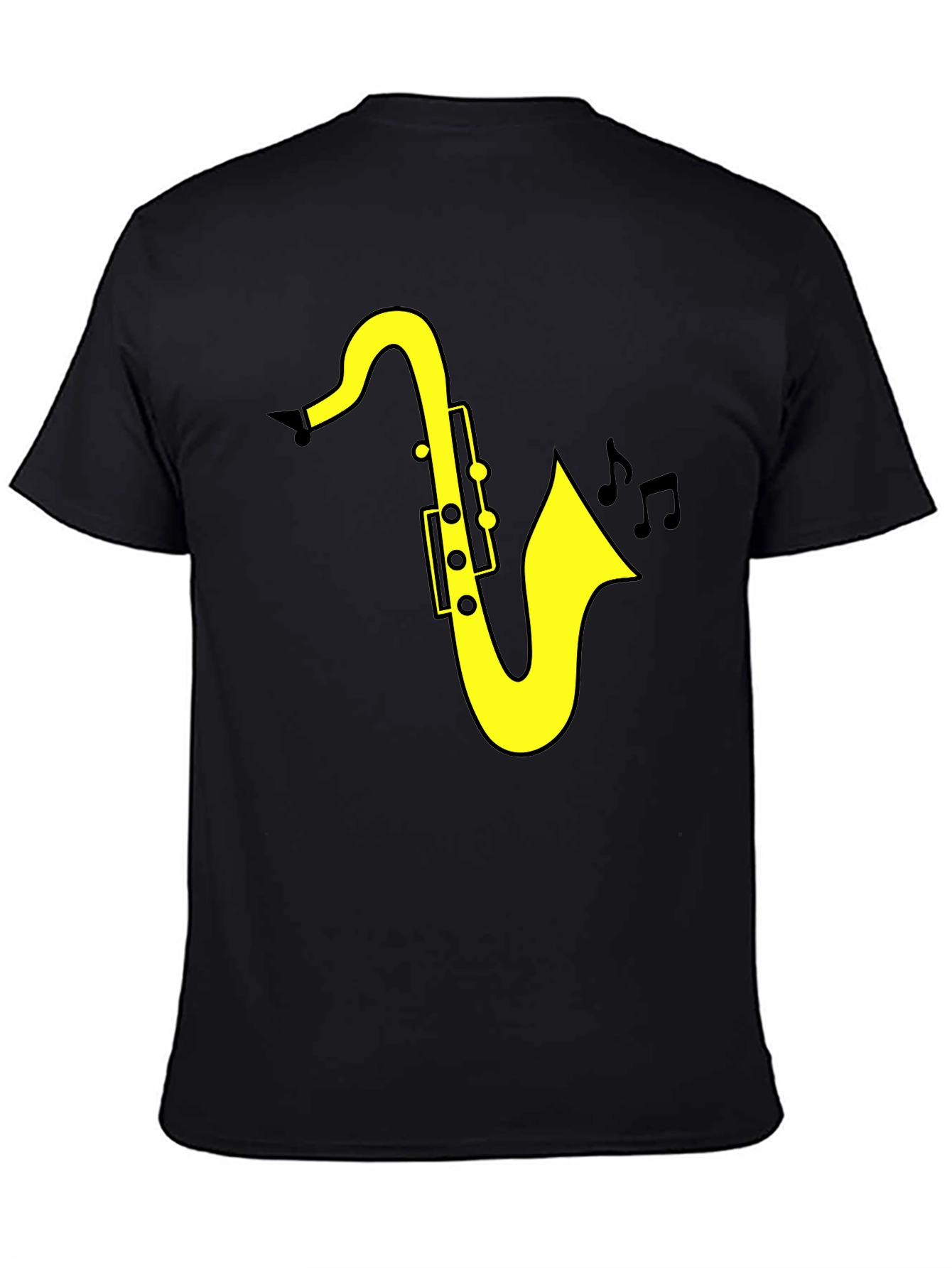 Black Saxophone Music T-Shirt - Black Cotton Tee for Musicians view 4