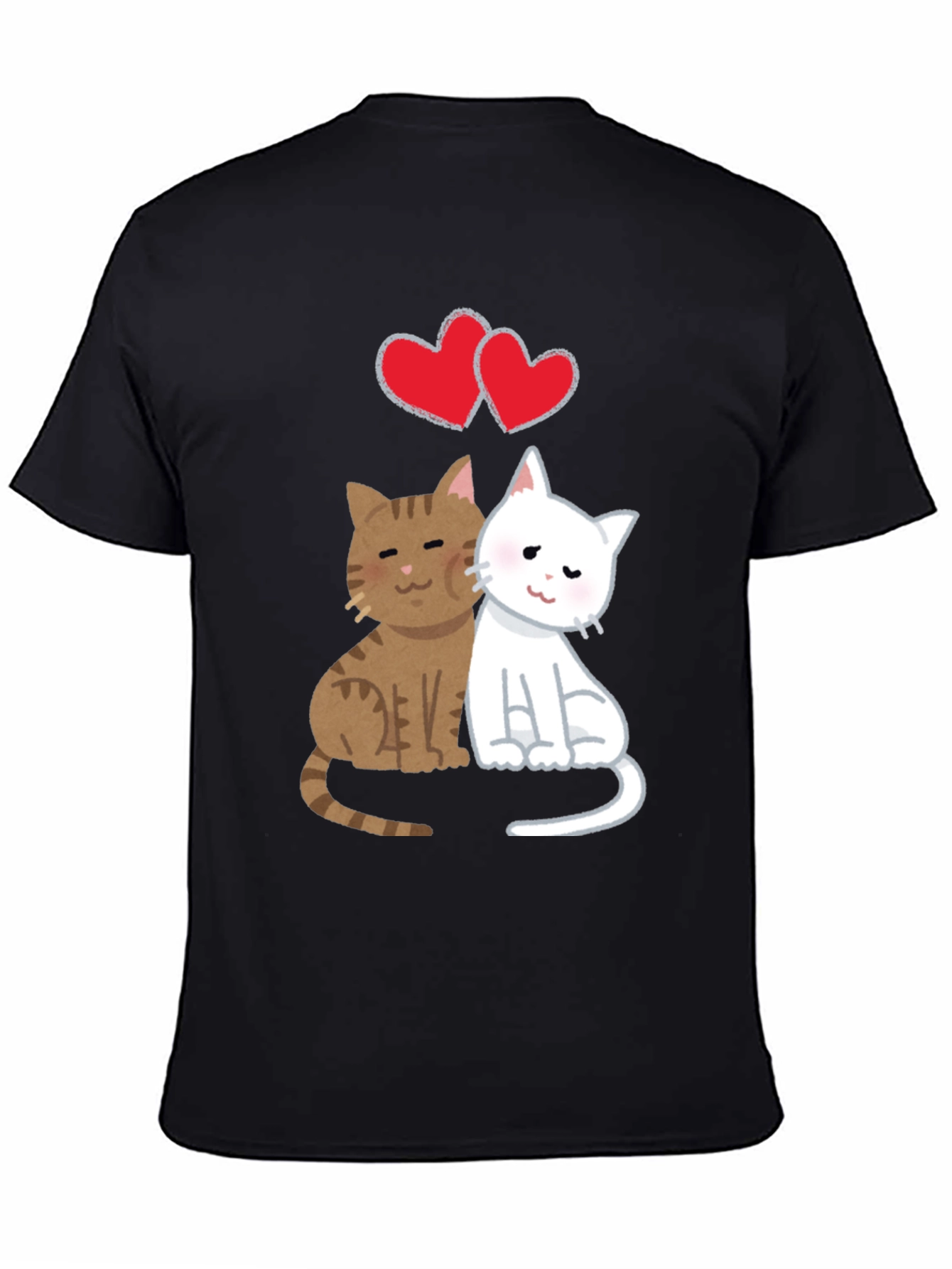 Black Cute Cats in Love T-Shirt view 4