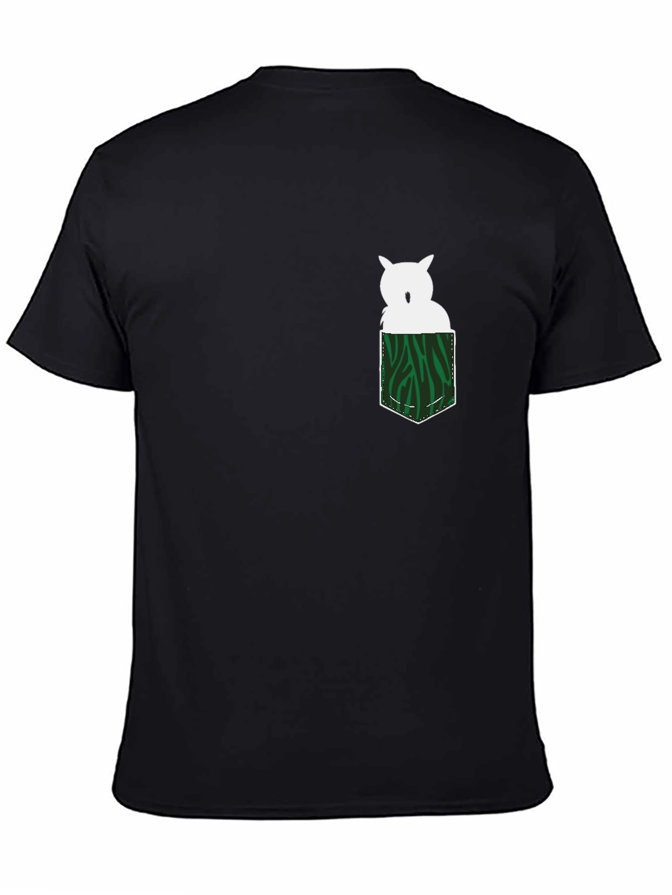 Black Owl in Pocket Graphic Tee - Men's Black T-Shirt view 4