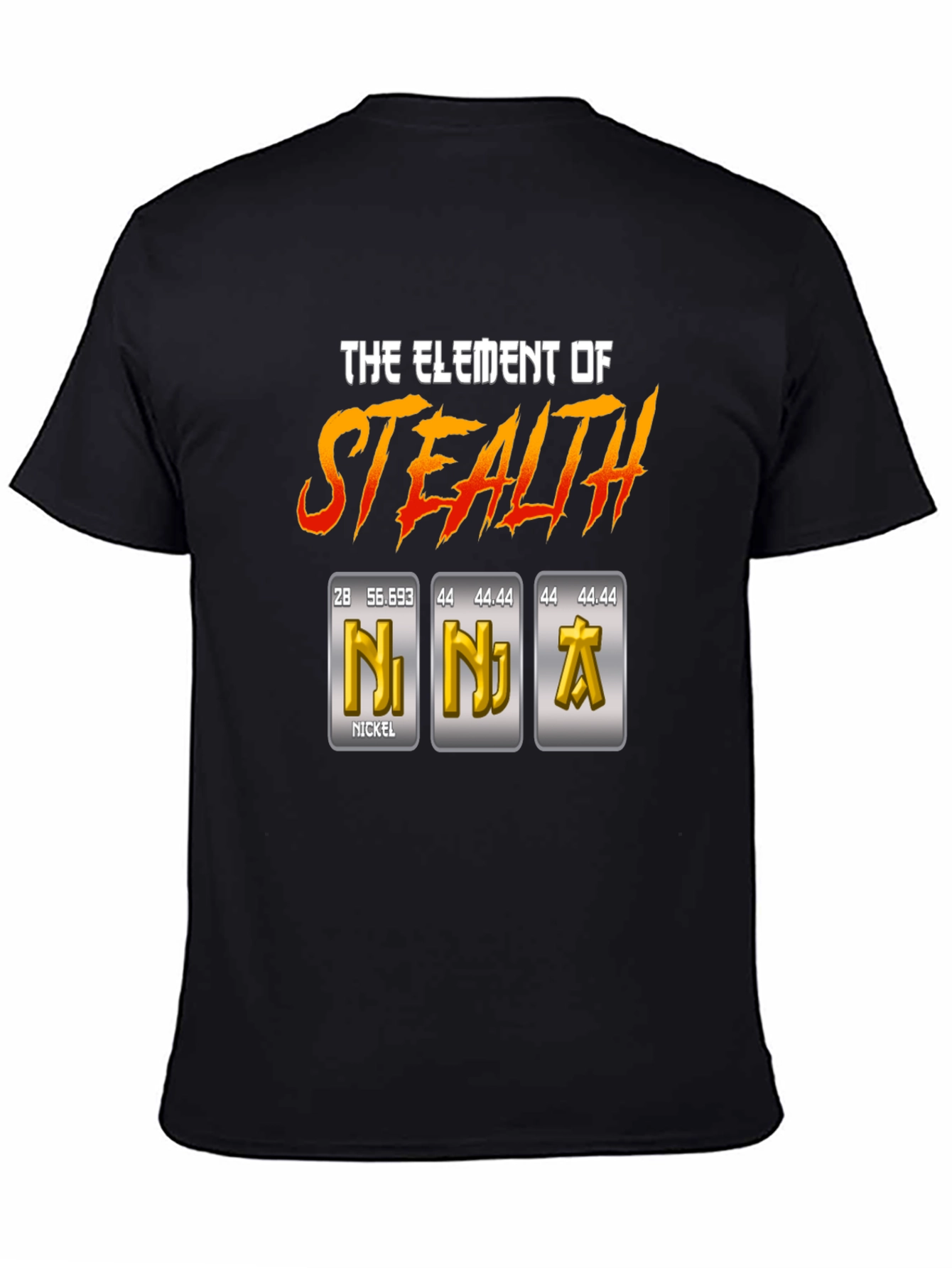 Black Element of Stealth T-Shirt - Ninja Periodic Table Pun view 4