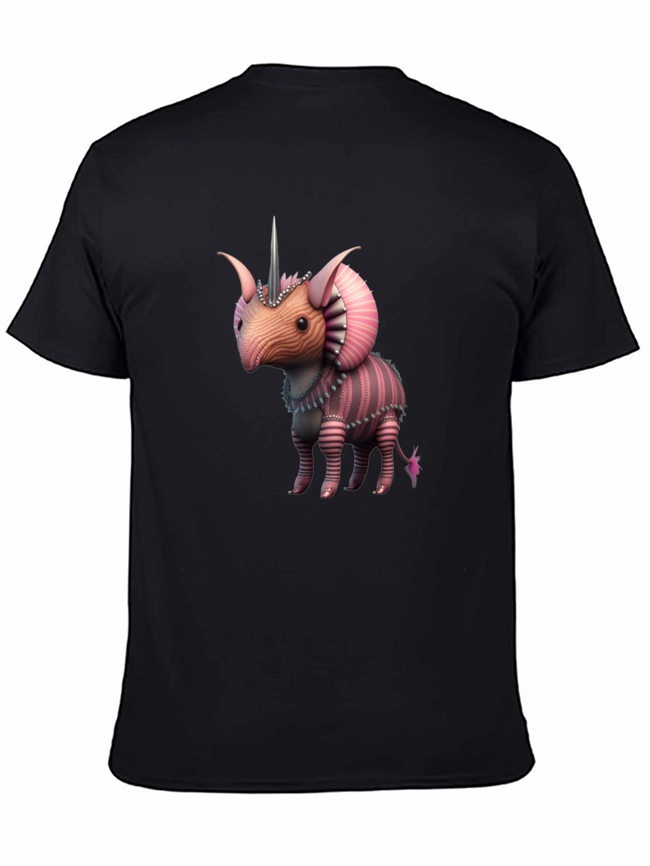 Black Unicorn Triceratops Creature T-Shirt view 4