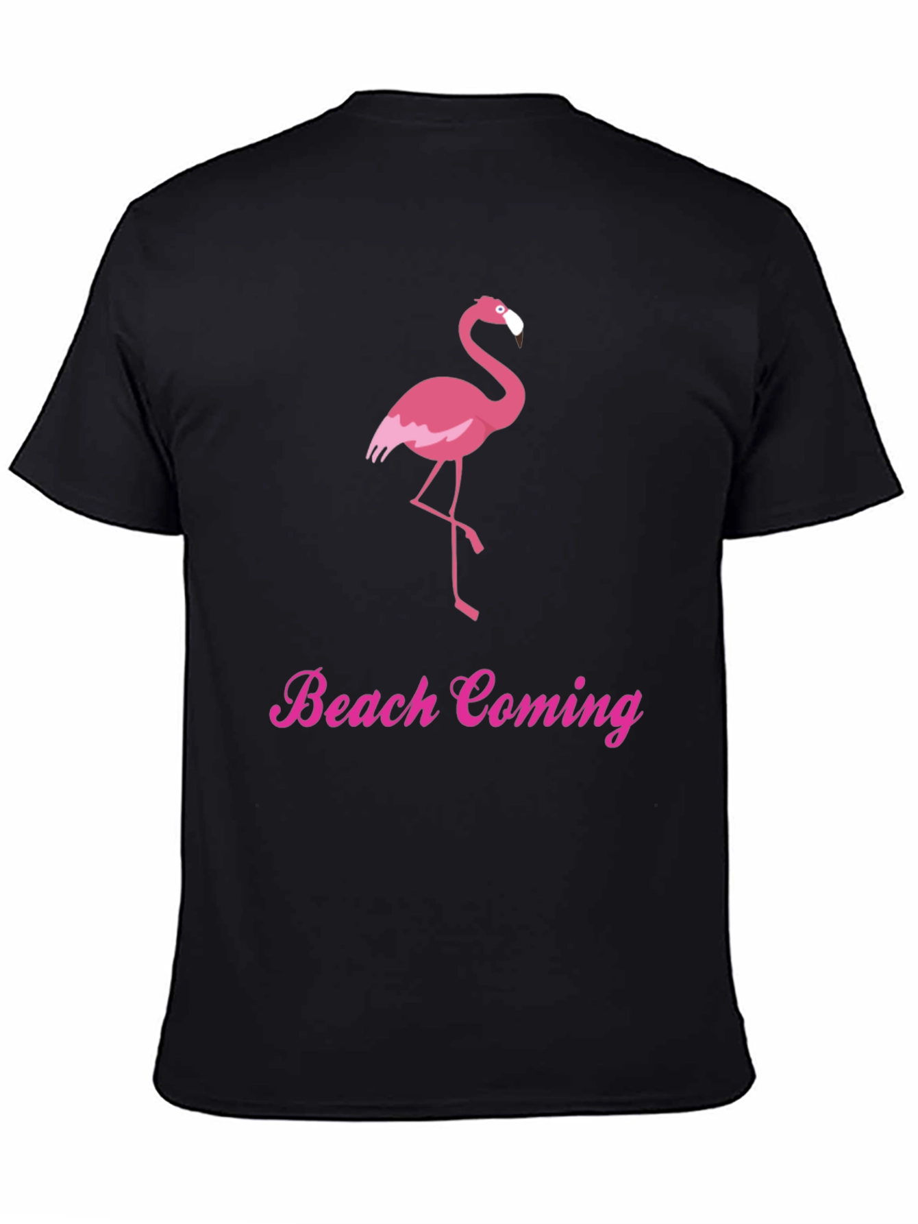 Black Beach Coming Flamingo T-Shirt view 4