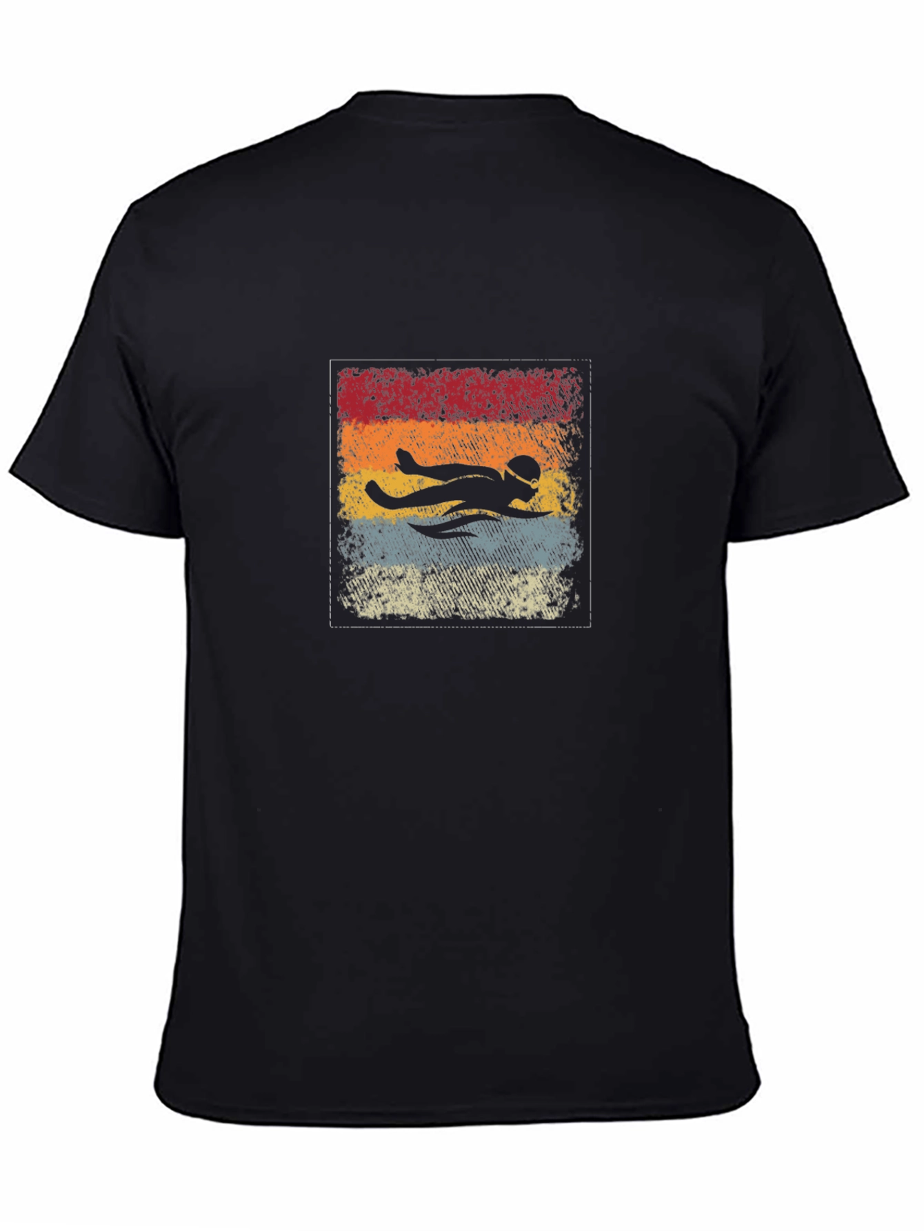 Black Vintage Swimmer T-Shirt - Retro Athlete Tee view 4