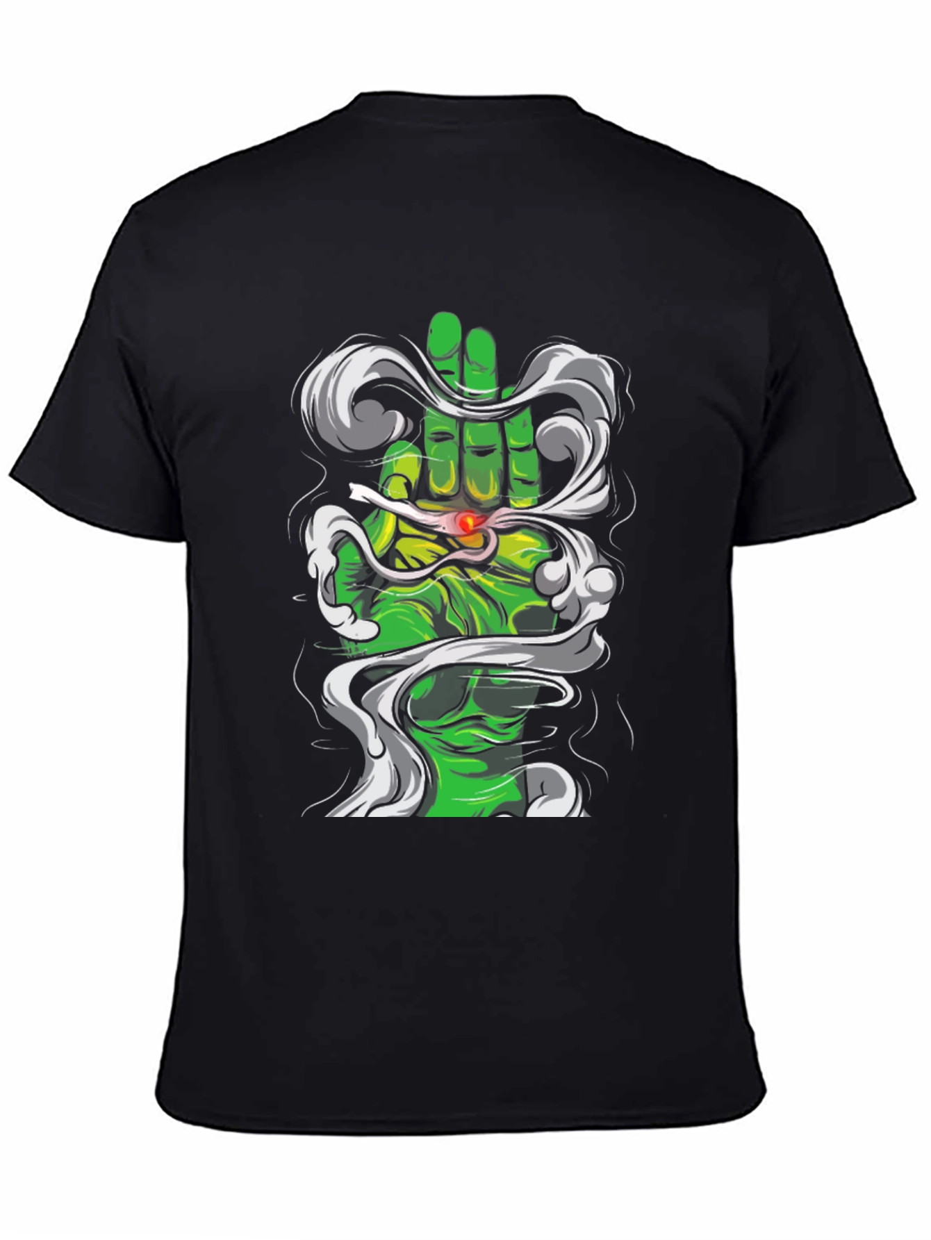 Black Green Hand Smoke T-Shirt view 4