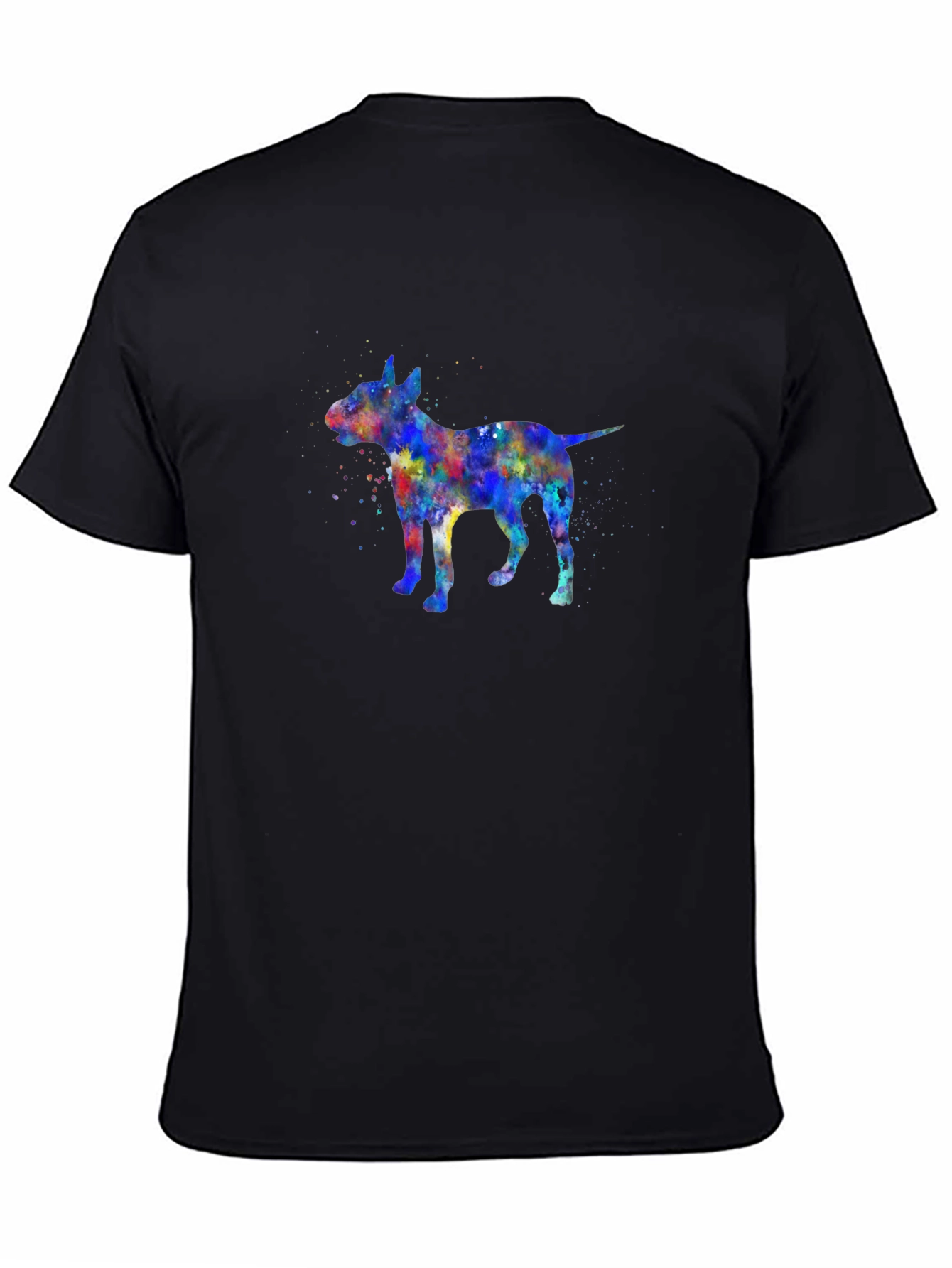 Black Watercolor Bull Terrier Graphic Tee - Black Cotton Blend view 4