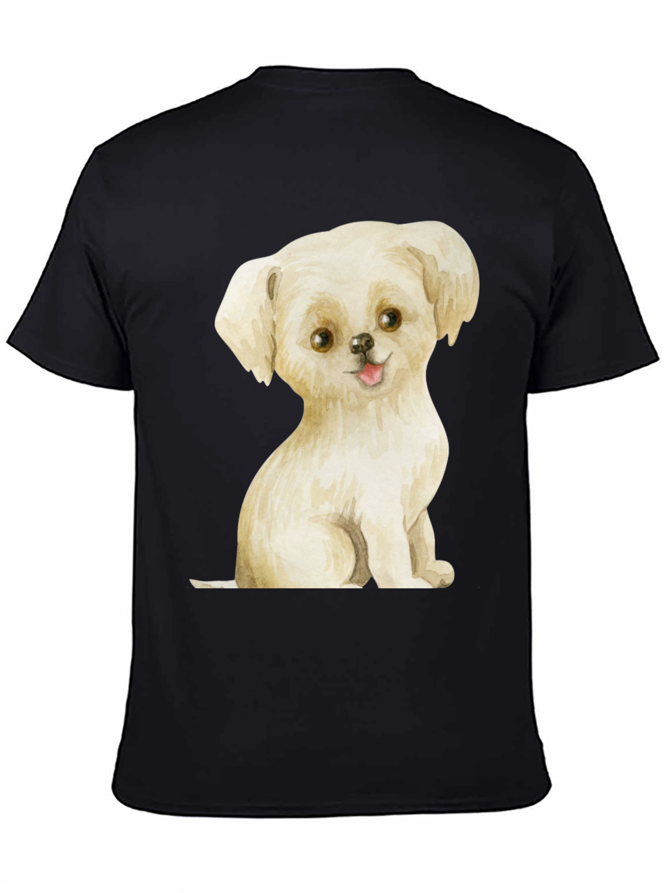 Black Cute Puppy Graphic Tee - Unisex Black T-Shirt view 4