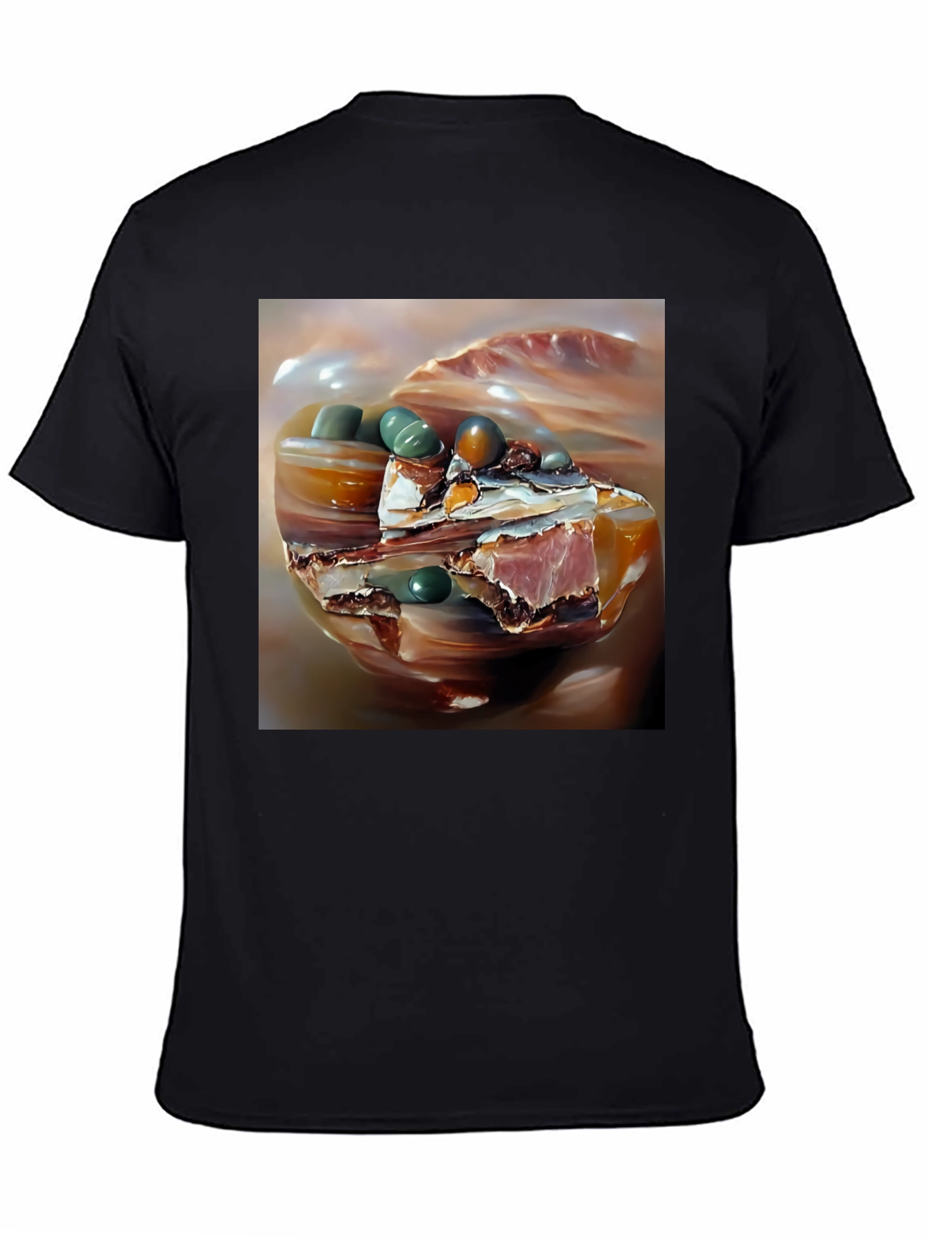 Black Abstract Stone Art Black T-Shirt view 4