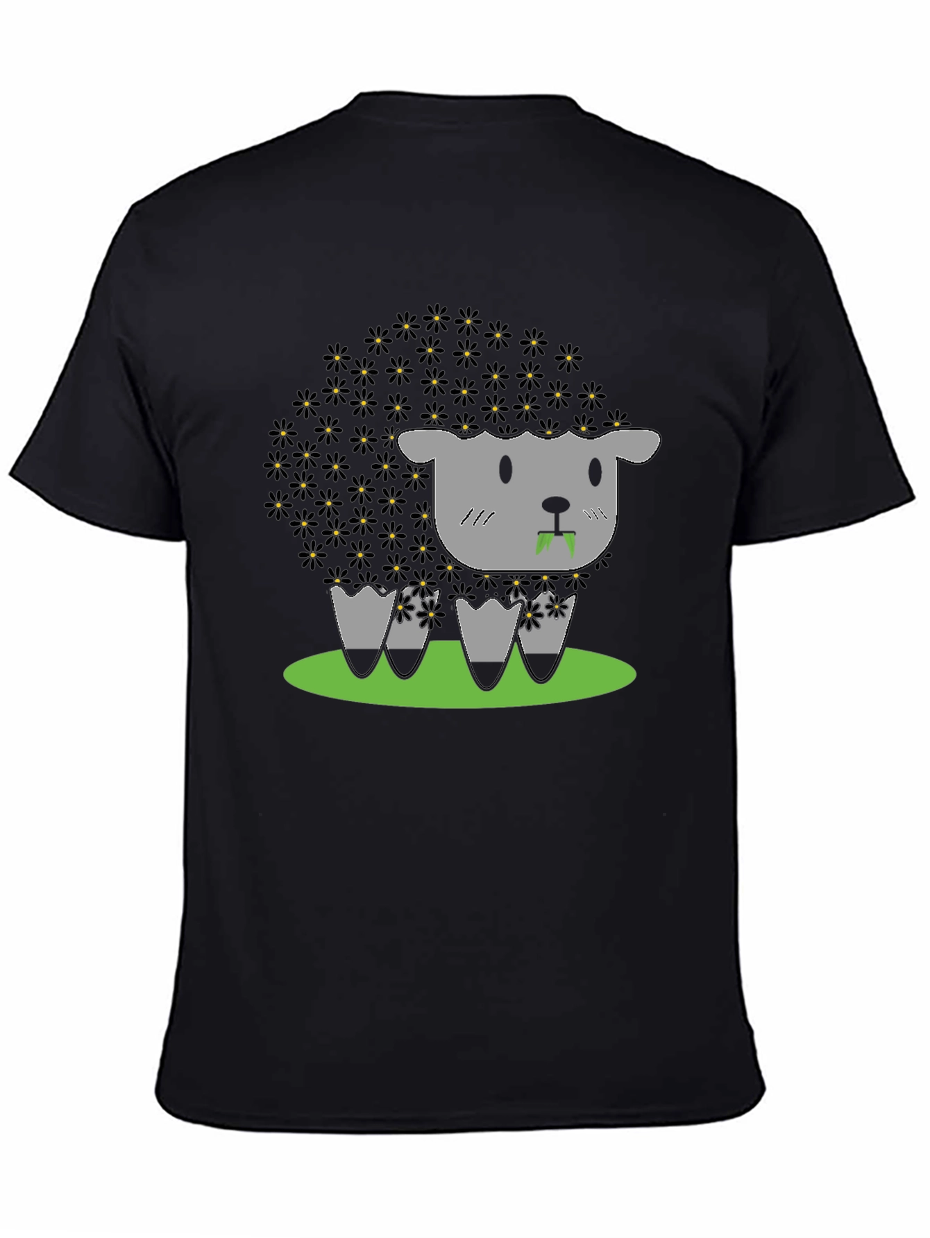 Black Black Sheep T-Shirt - Floral Wool Design view 4