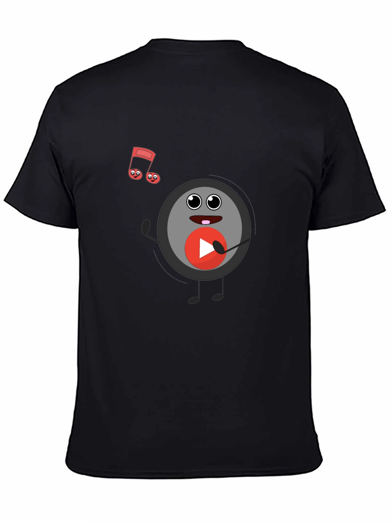 Black Musical Record Cartoon Black T-Shirt view 4