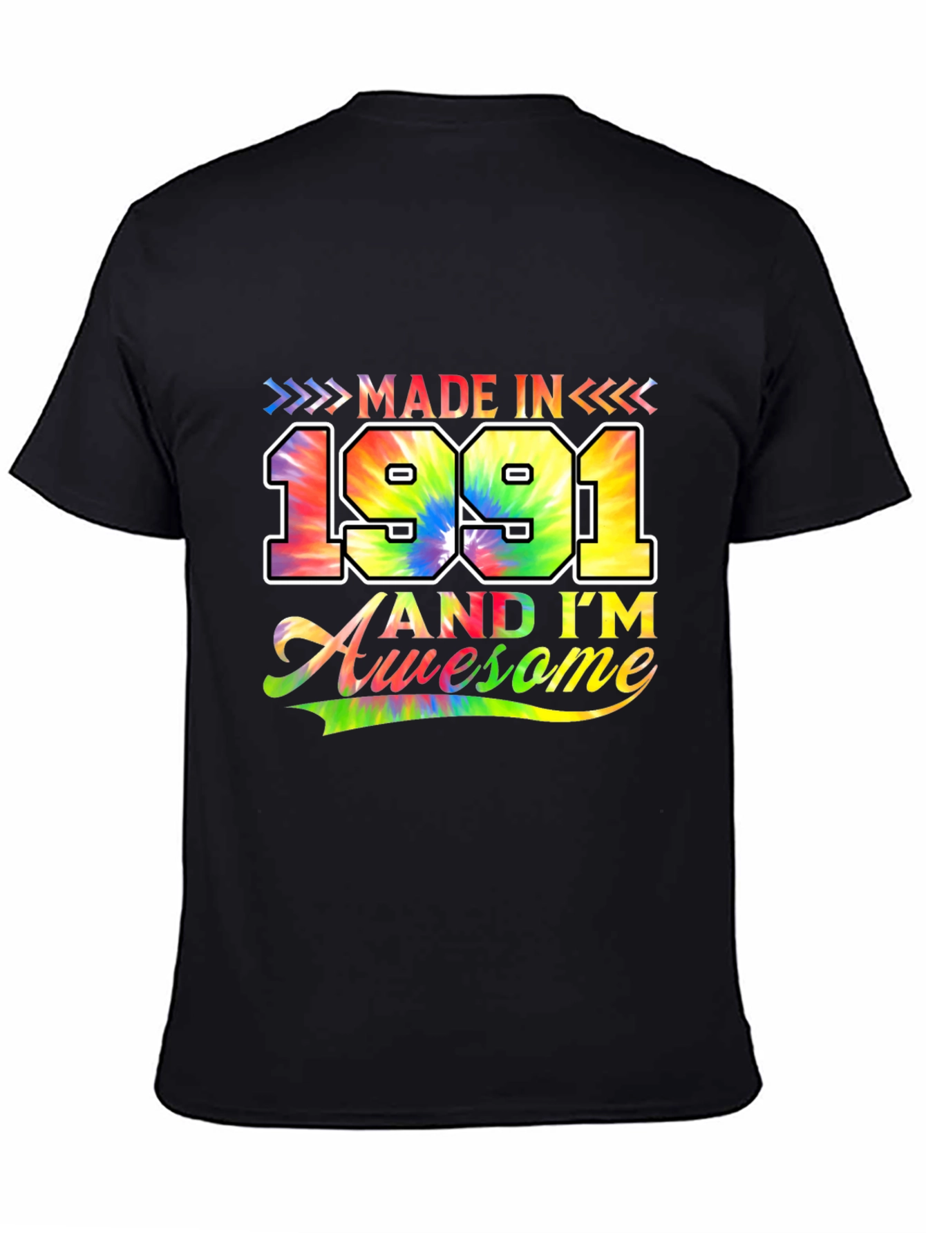 Black Made in 1991 Awesome T-Shirt view 4
