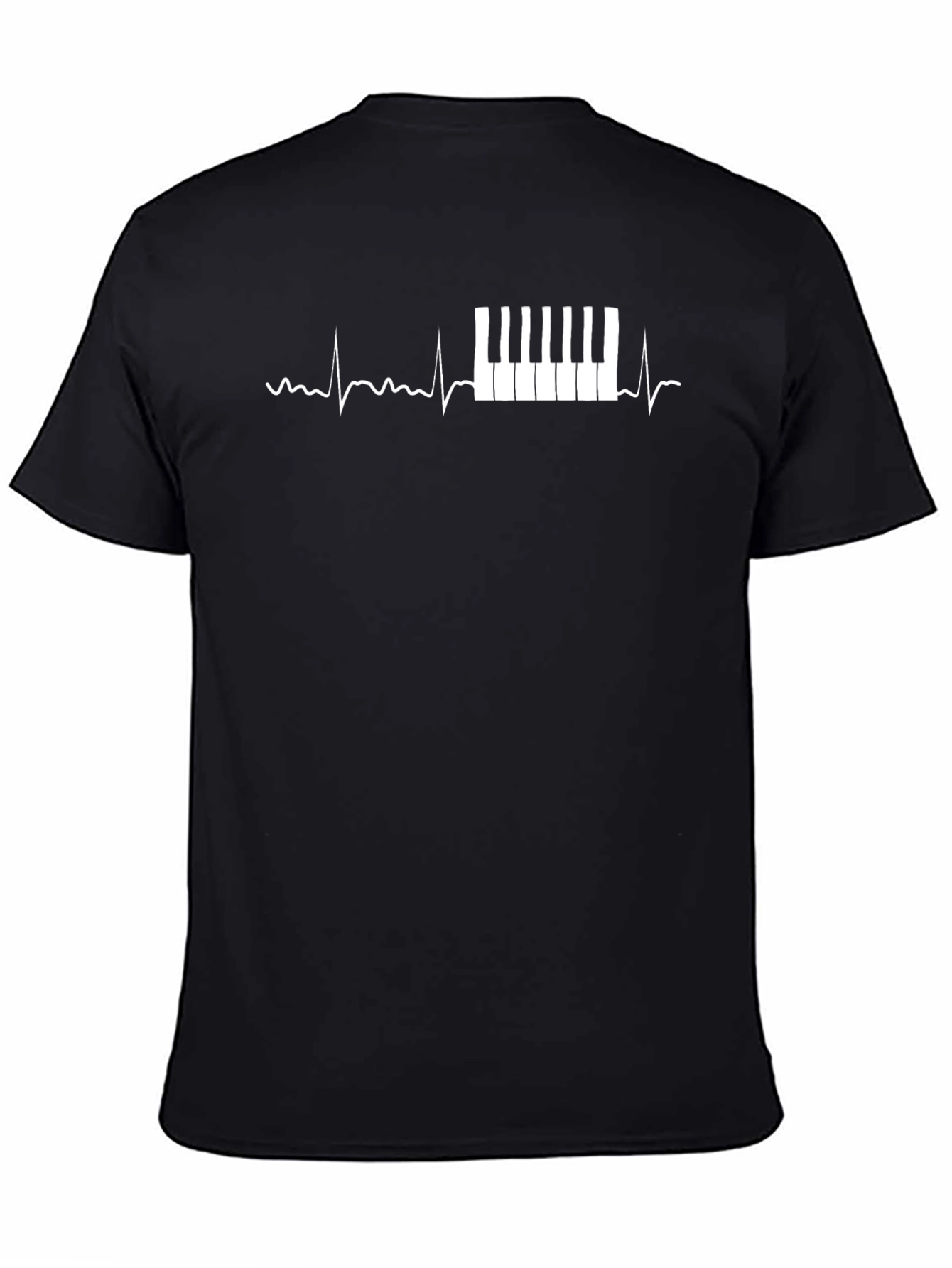 Black Piano Heartbeat Black T-Shirt view 4