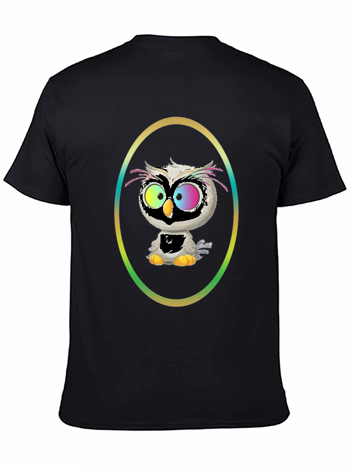 Black Owl Graphic Tee - Quirky Cartoon Bird view 4