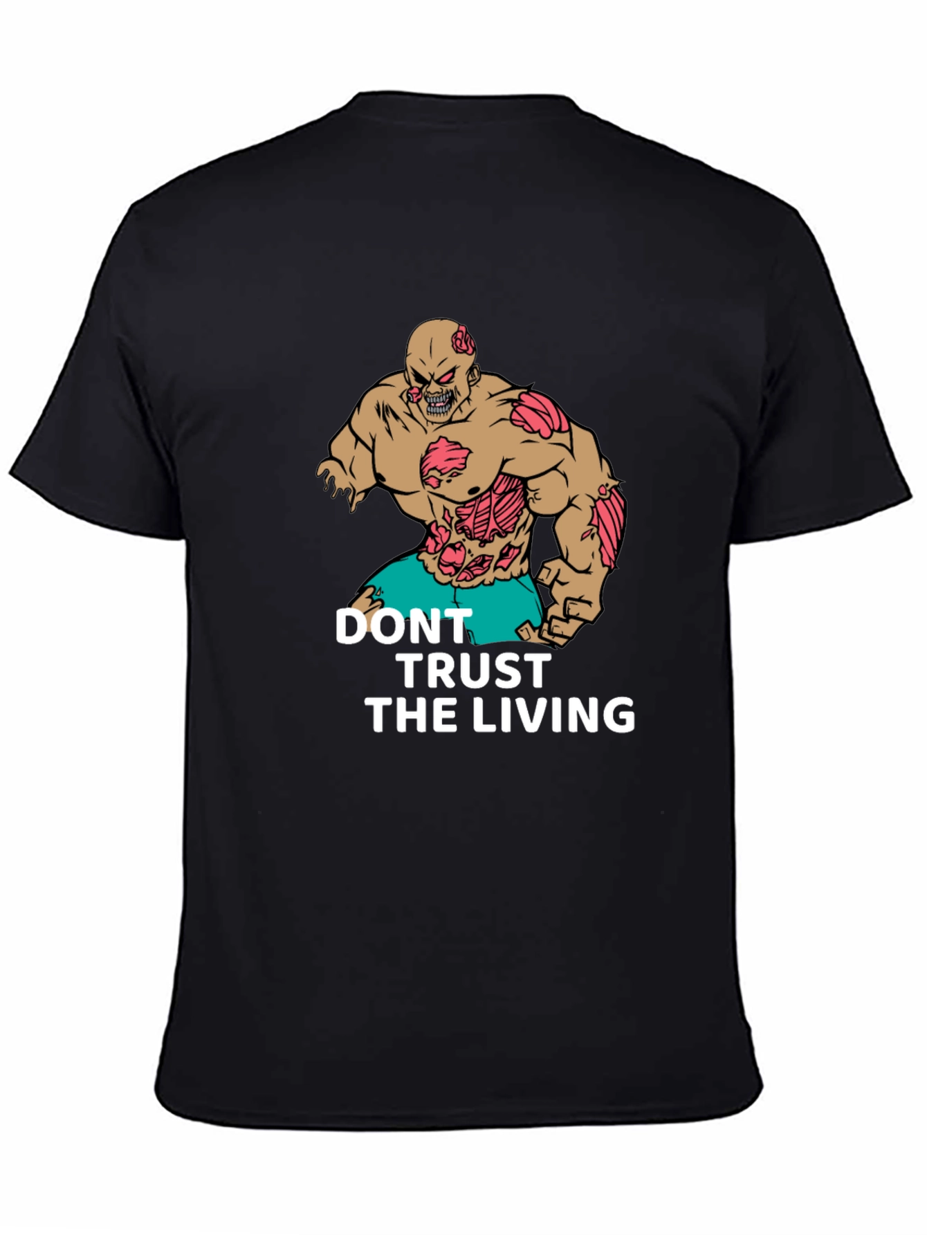 Zombie Graphic Tee - Don't Trust the Living - Men's Black T-Shirt - 4