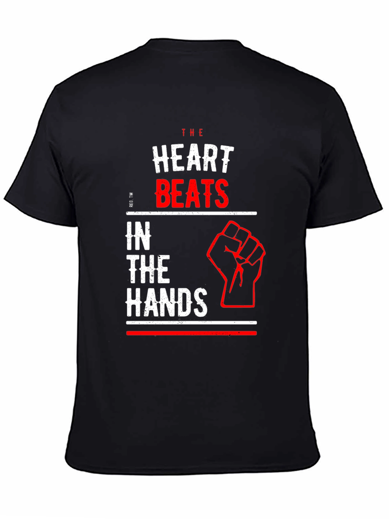 Black Heart Beats in the Hands Graphic Tee - Bold Statement T-Shirt view 4