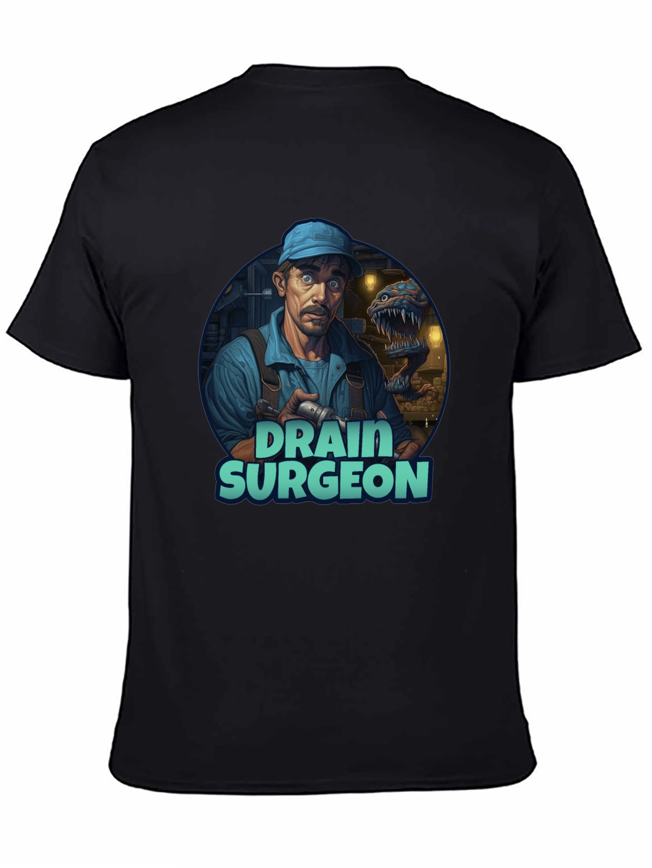 Black Drain Surgeon Graphic Tee - Unique Novelty T-Shirt view 4