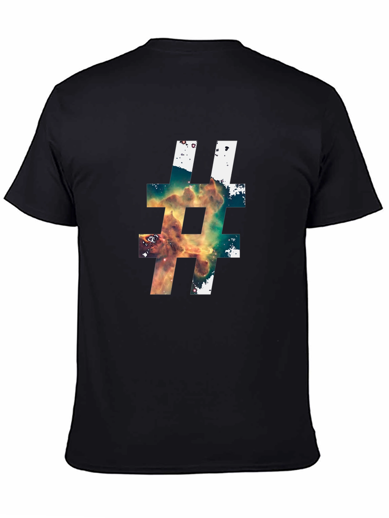 Black Nebula Hashtag Black T-Shirt view 4