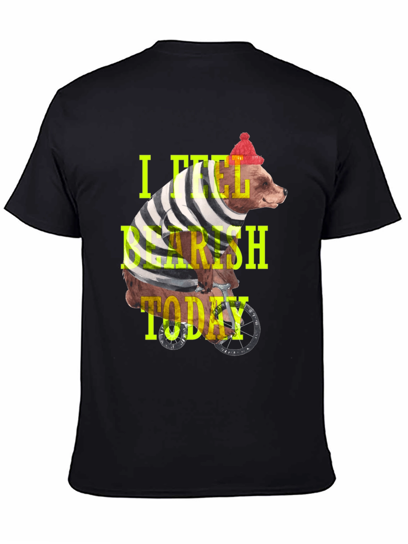 Black Bearish Today Graphic Tee - Black Cotton T-Shirt view 4