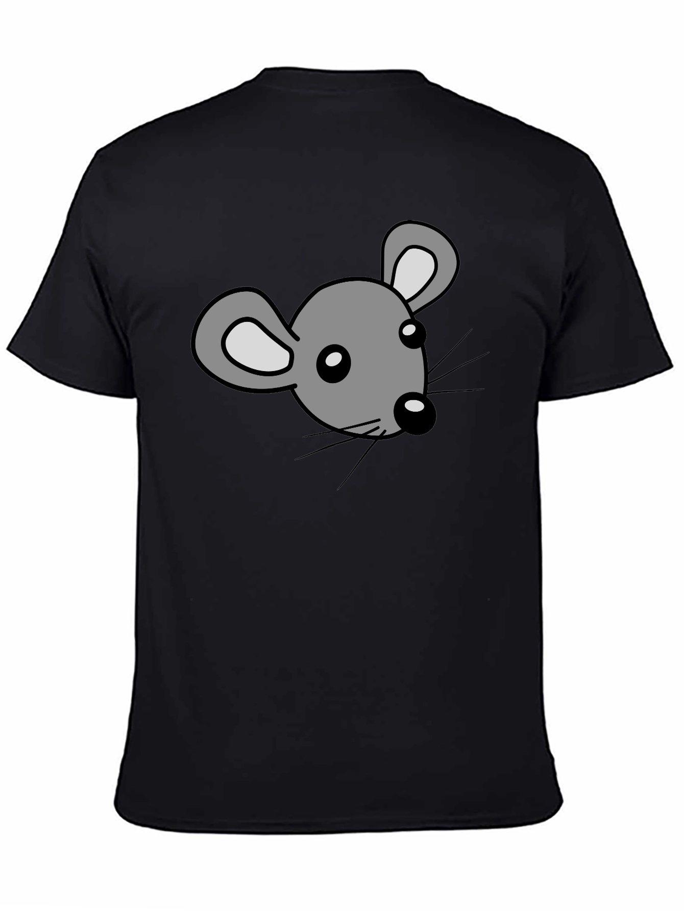 Black Cartoon Mouse Graphic Print Black T-Shirt view 4