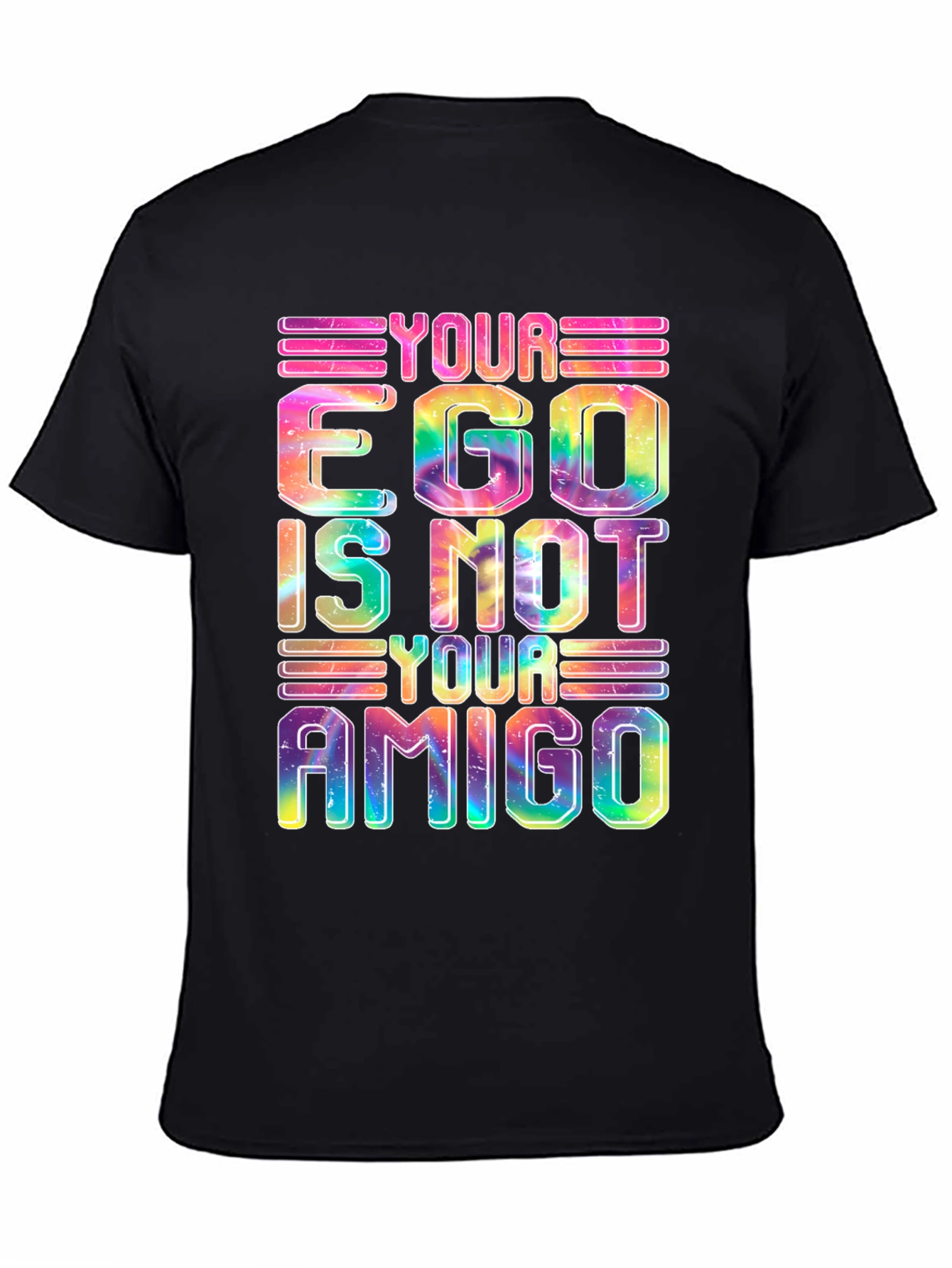 Black Colorful Ego Graphic Tee - Your Ego Is Not Your Amigo view 4