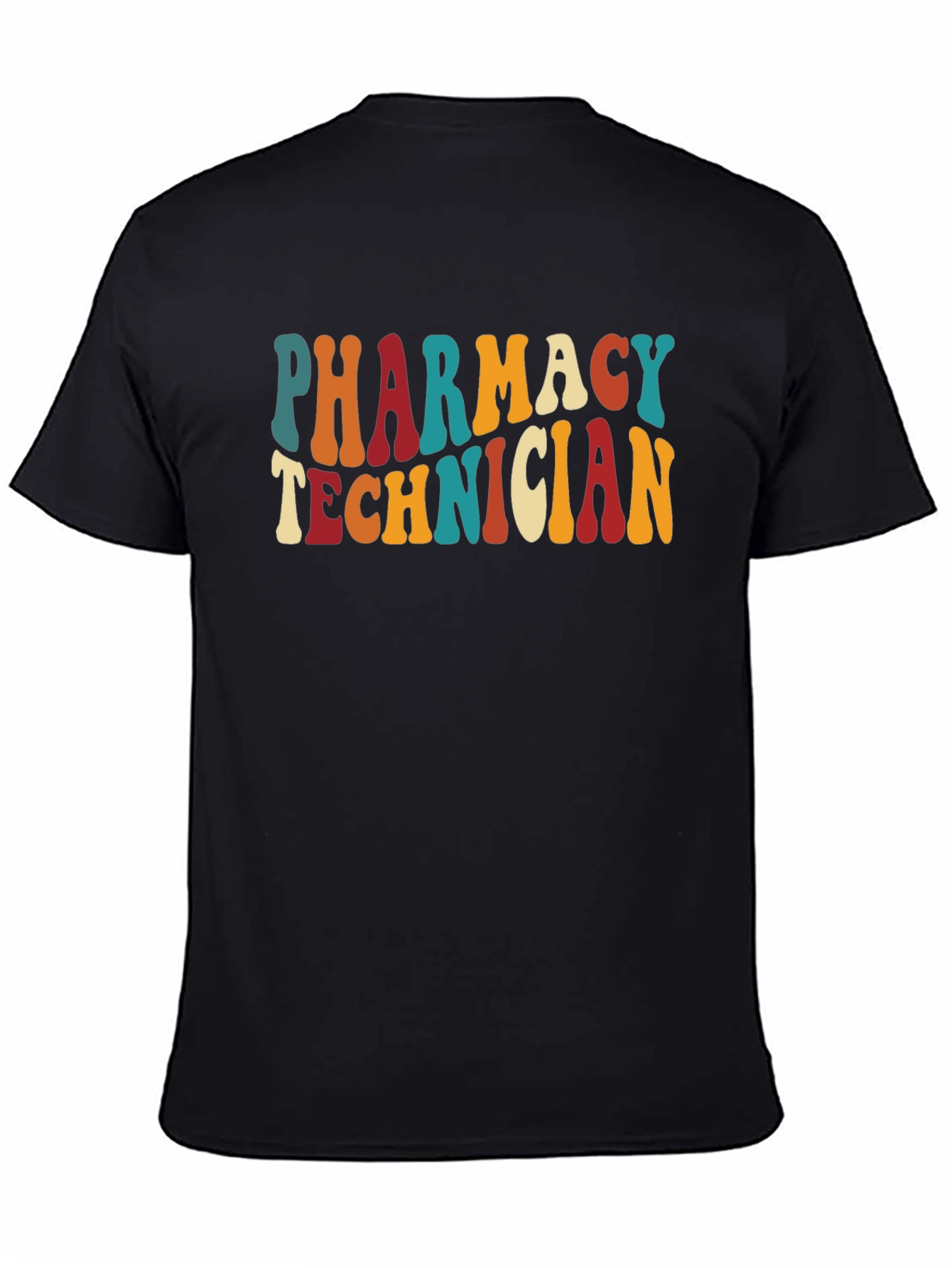 Black Pharmacy Technician Retro T-Shirt view 4