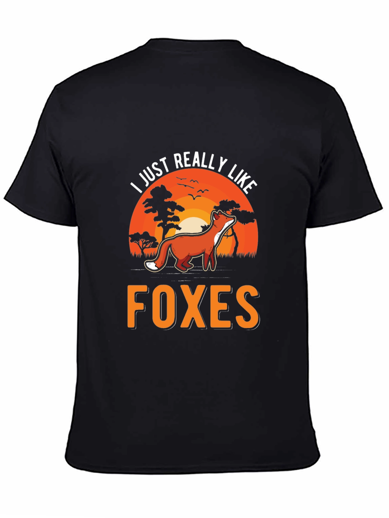 Black I Just Really Like Foxes Graphic Tee view 4