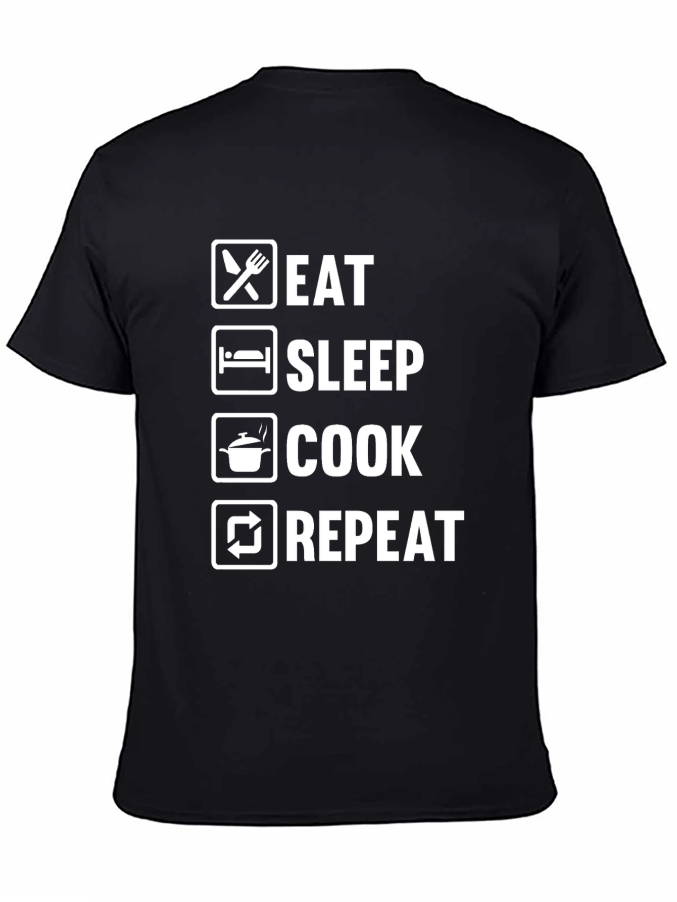 Black Eat Sleep Cook Repeat Funny Chef T-Shirt view 4