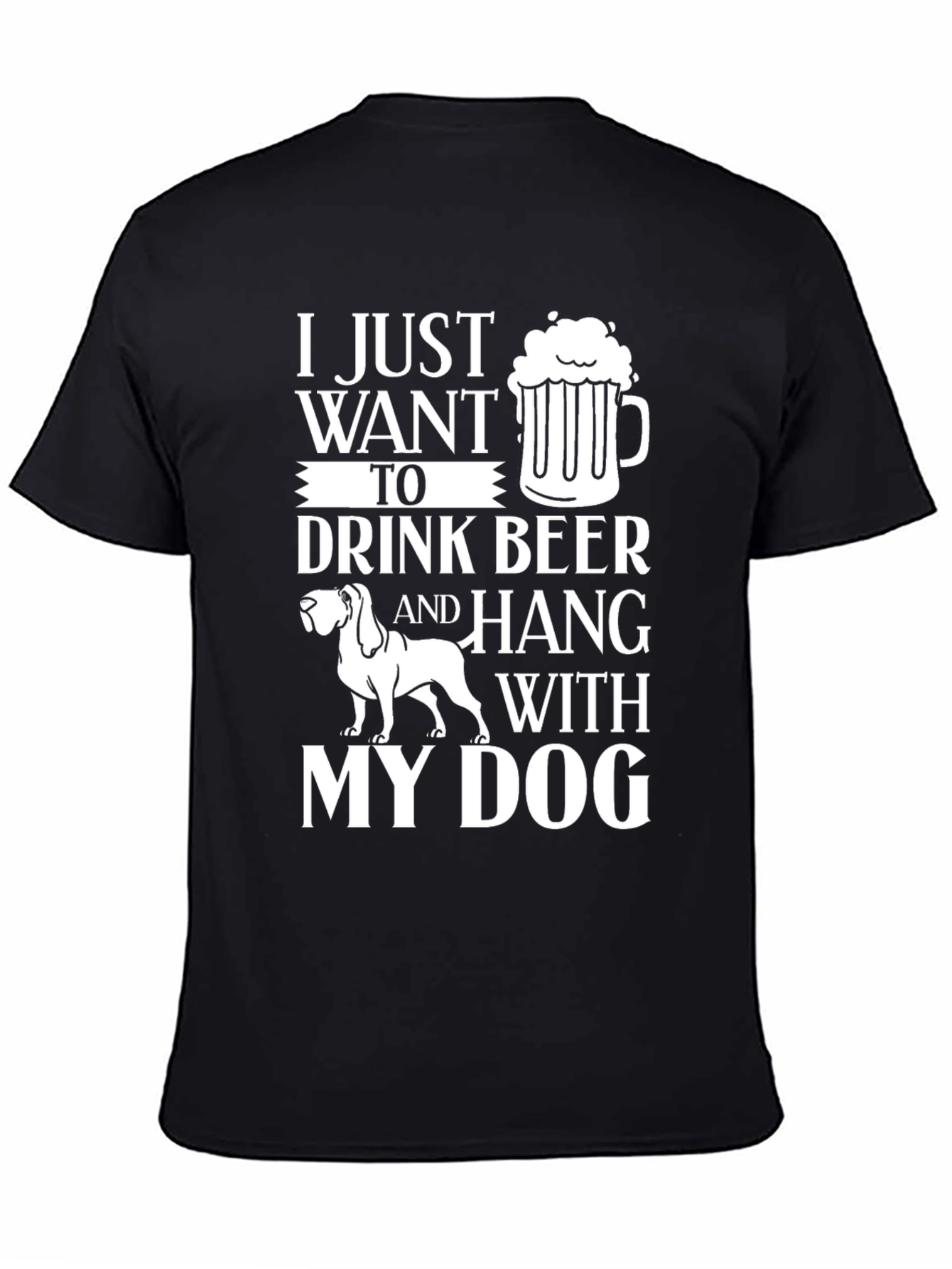 Black Drink Beer and Hang with Dog T-Shirt view 4