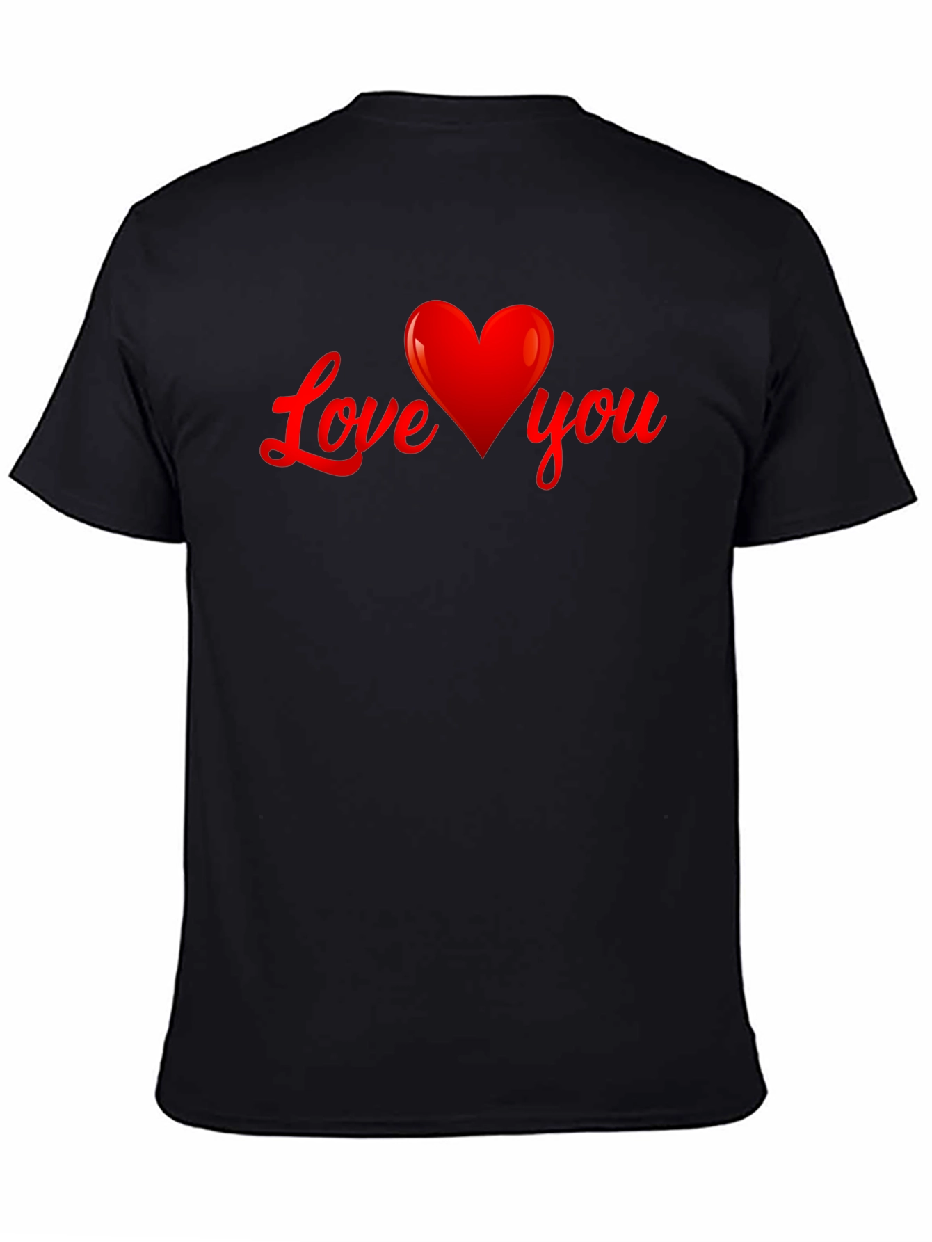 Black Love You Heart Graphic T-Shirt - Black view 4