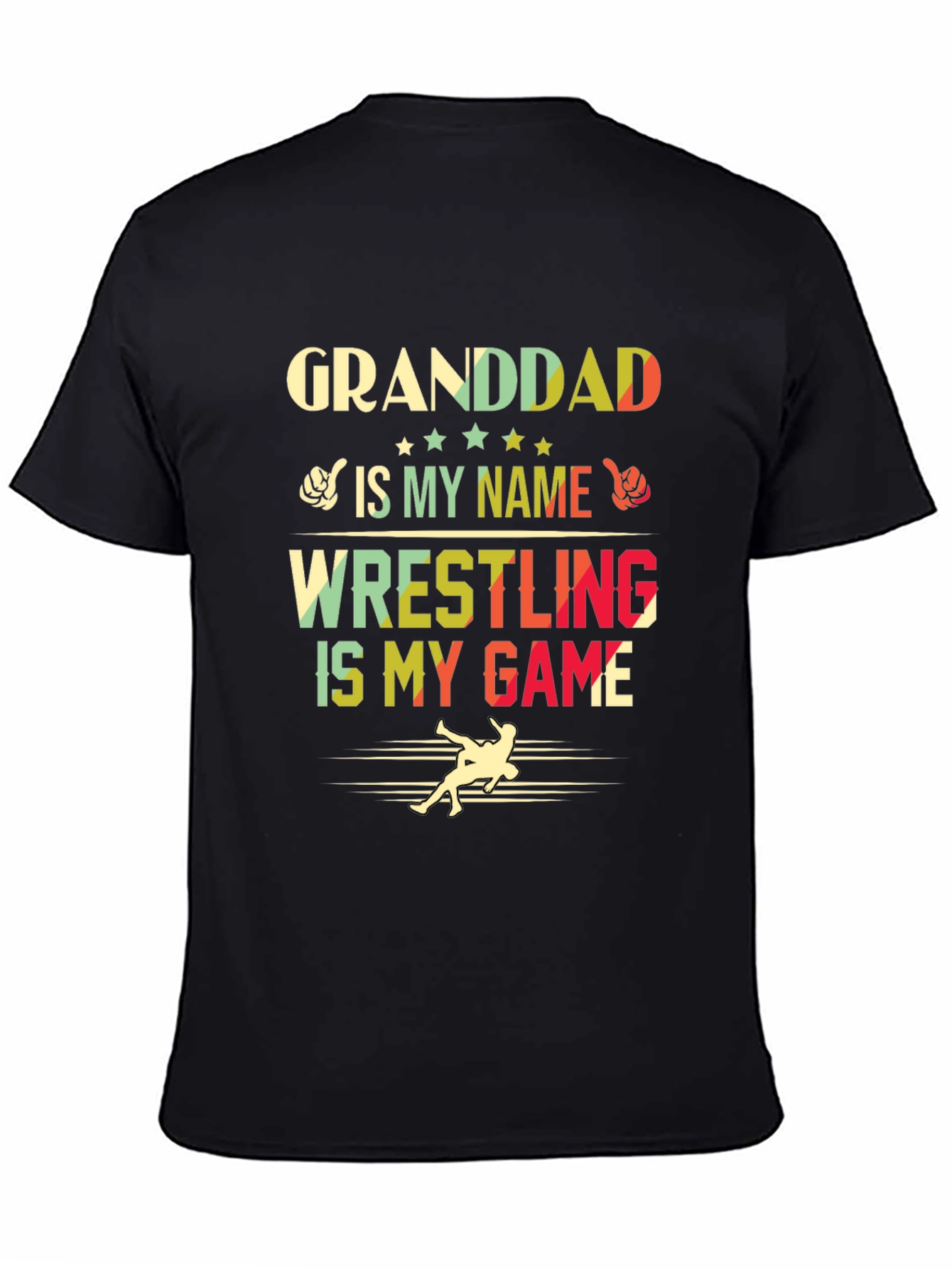 Black Granddad Wrestling T-Shirt - Gift for Wrestling Grandpa view 4