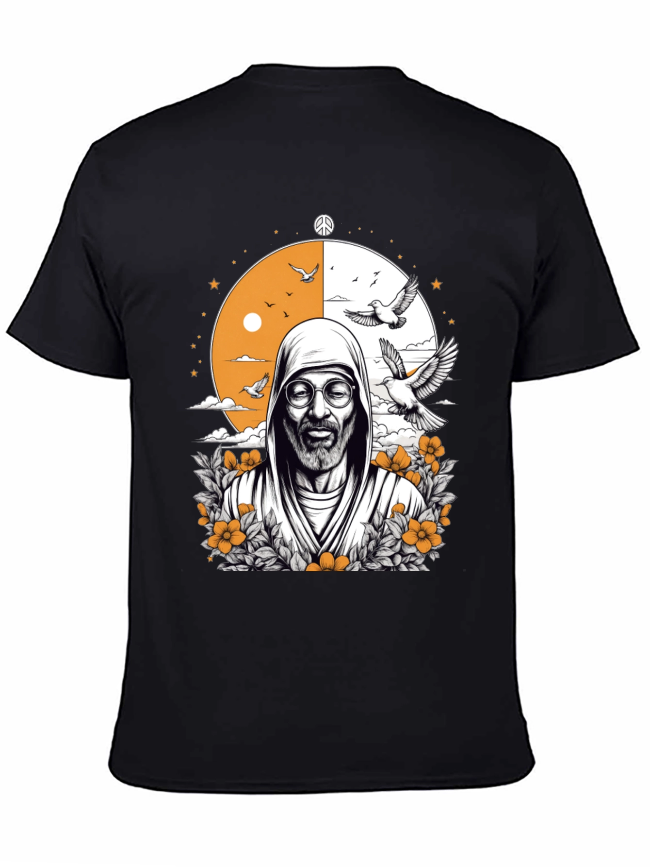 Black Peace & Wisdom Graphic T-Shirt - Black view 4