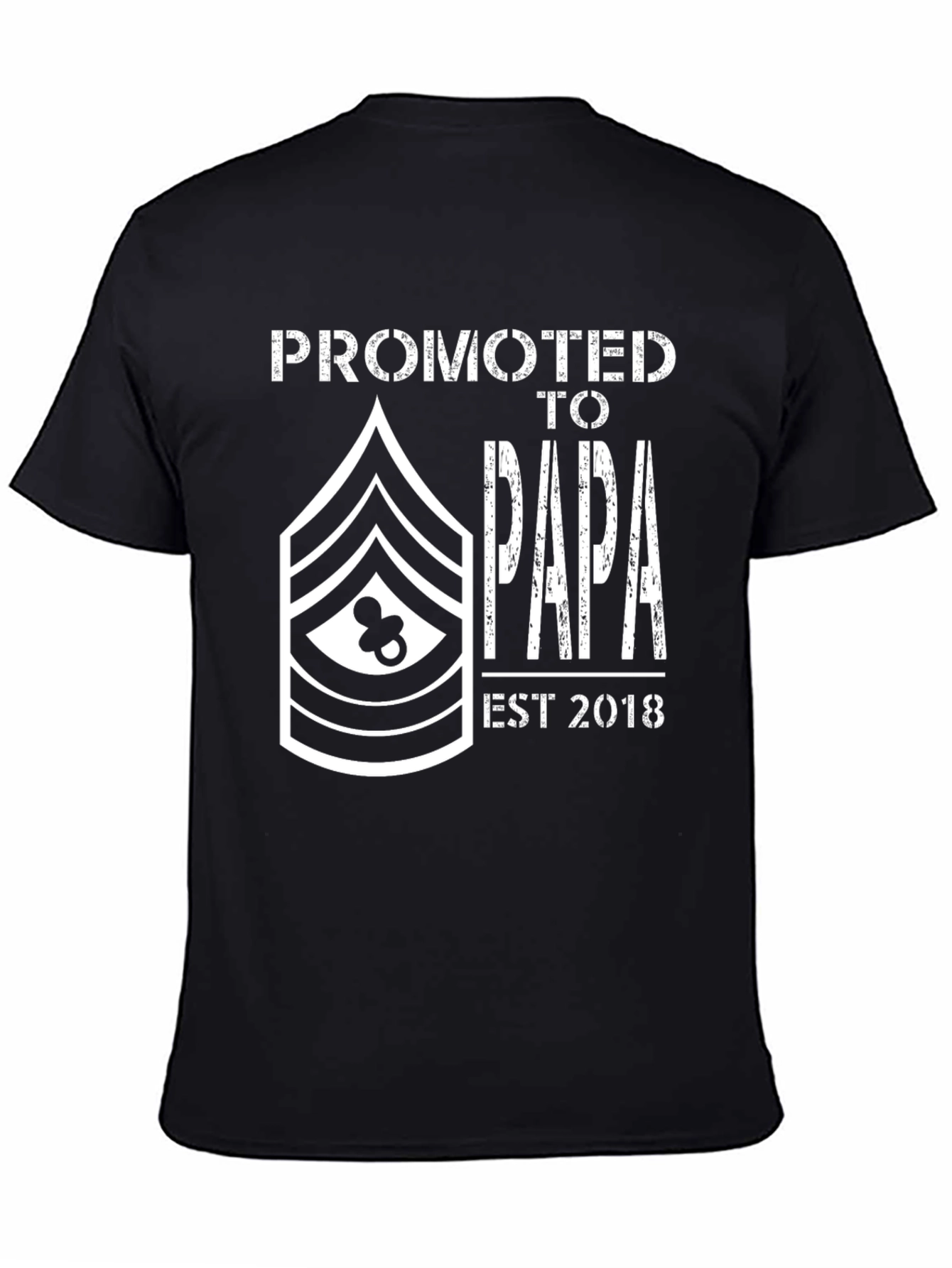 Black Promoted to Papa EST 2018 Graphic Tee view 4