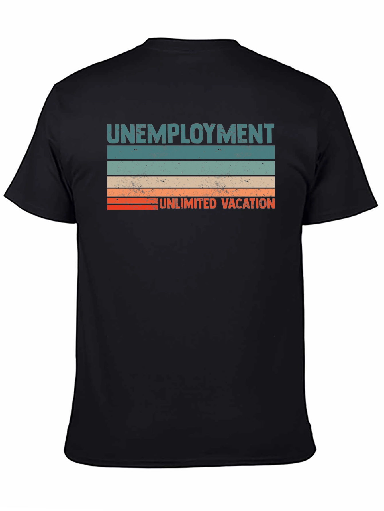 Black Unemployment Unlimited Vacation Graphic T-Shirt view 4
