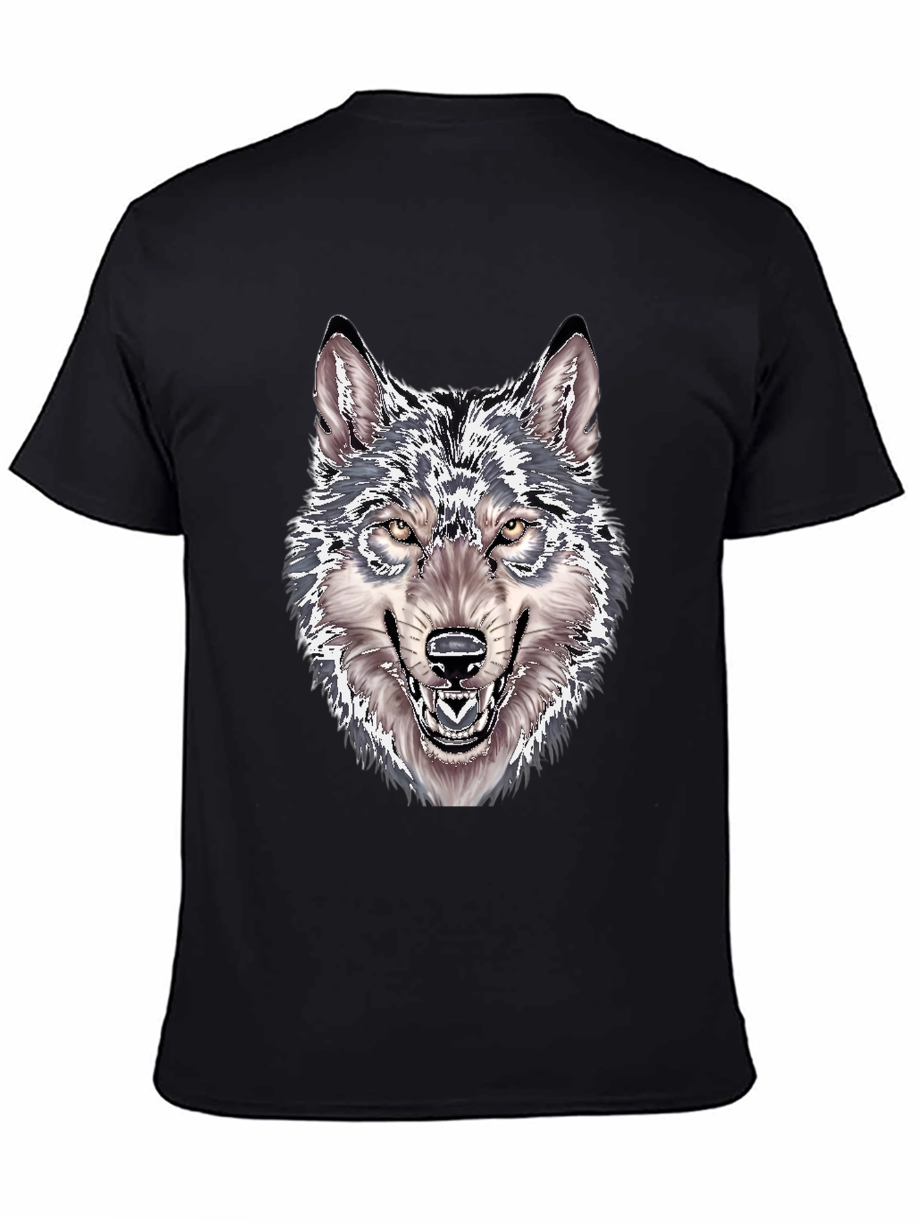 Black Wolf Graphic Print Black T-Shirt view 4