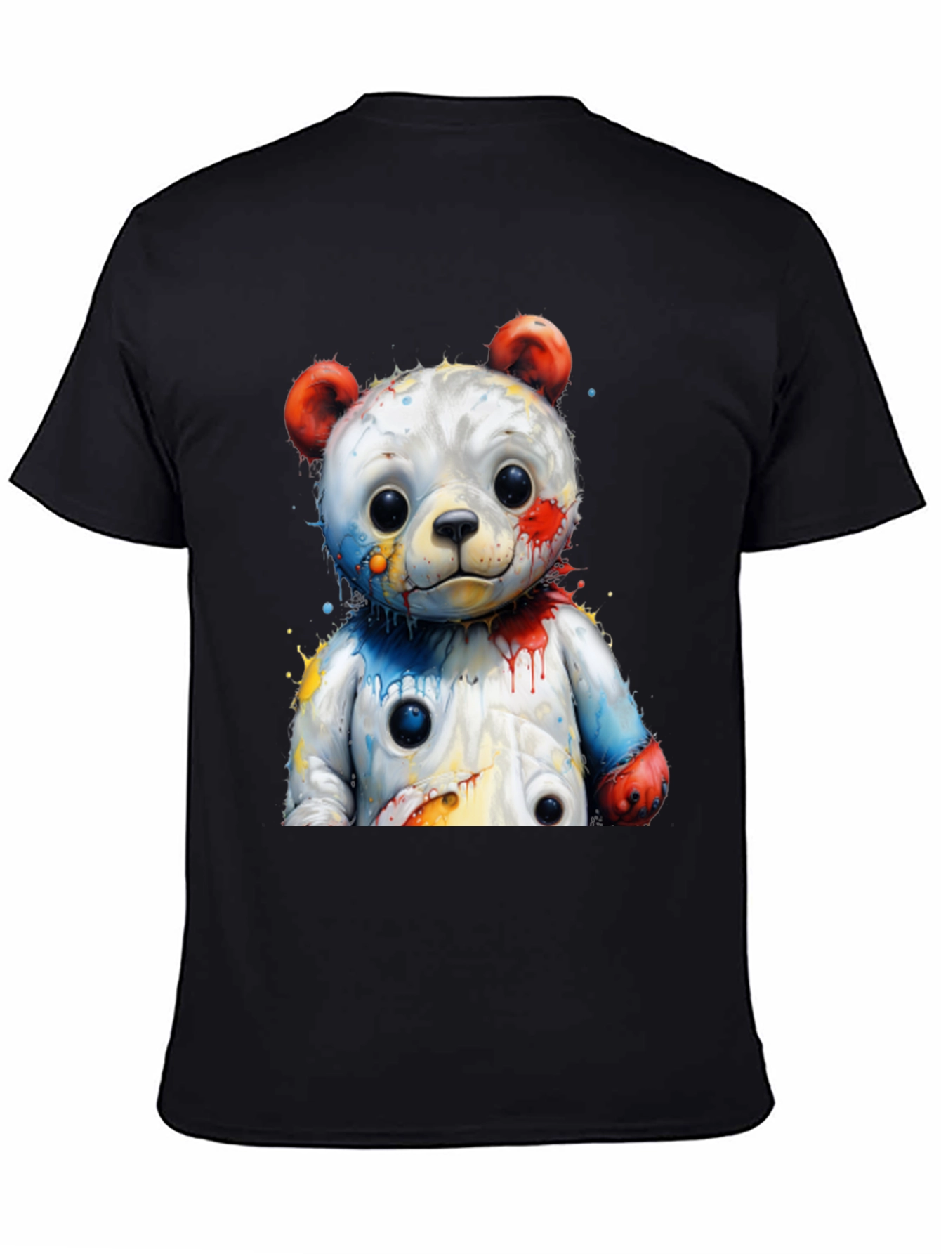 Black Watercolor Bear Graphic Tee - Black Cotton Blend view 4