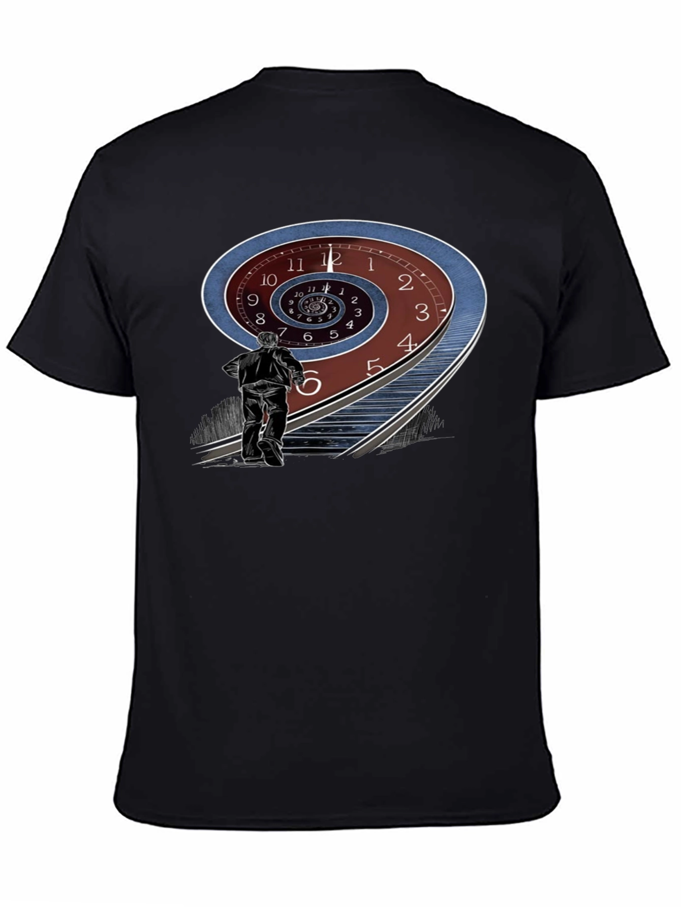 Black Time Spiral Graphic Tee - Black Cotton Blend view 4