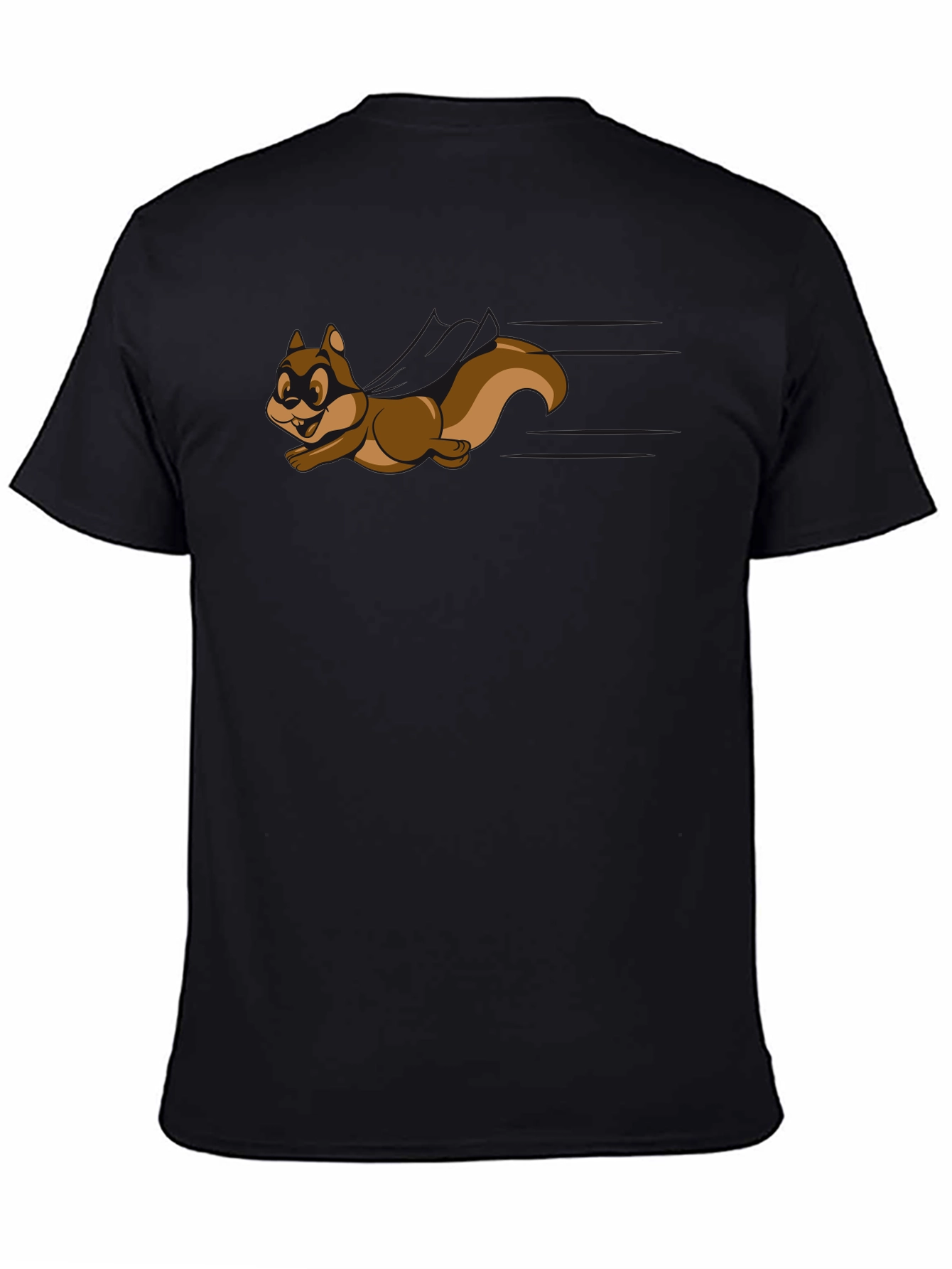 Black Cartoon Squirrel Graphic Tee - Black Crew Neck Shirt view 4