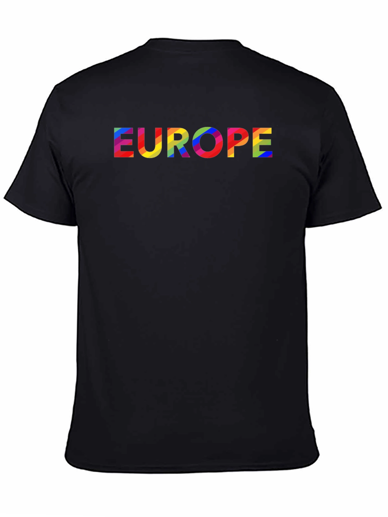 Black Europe Rainbow Text Black T-Shirt view 4