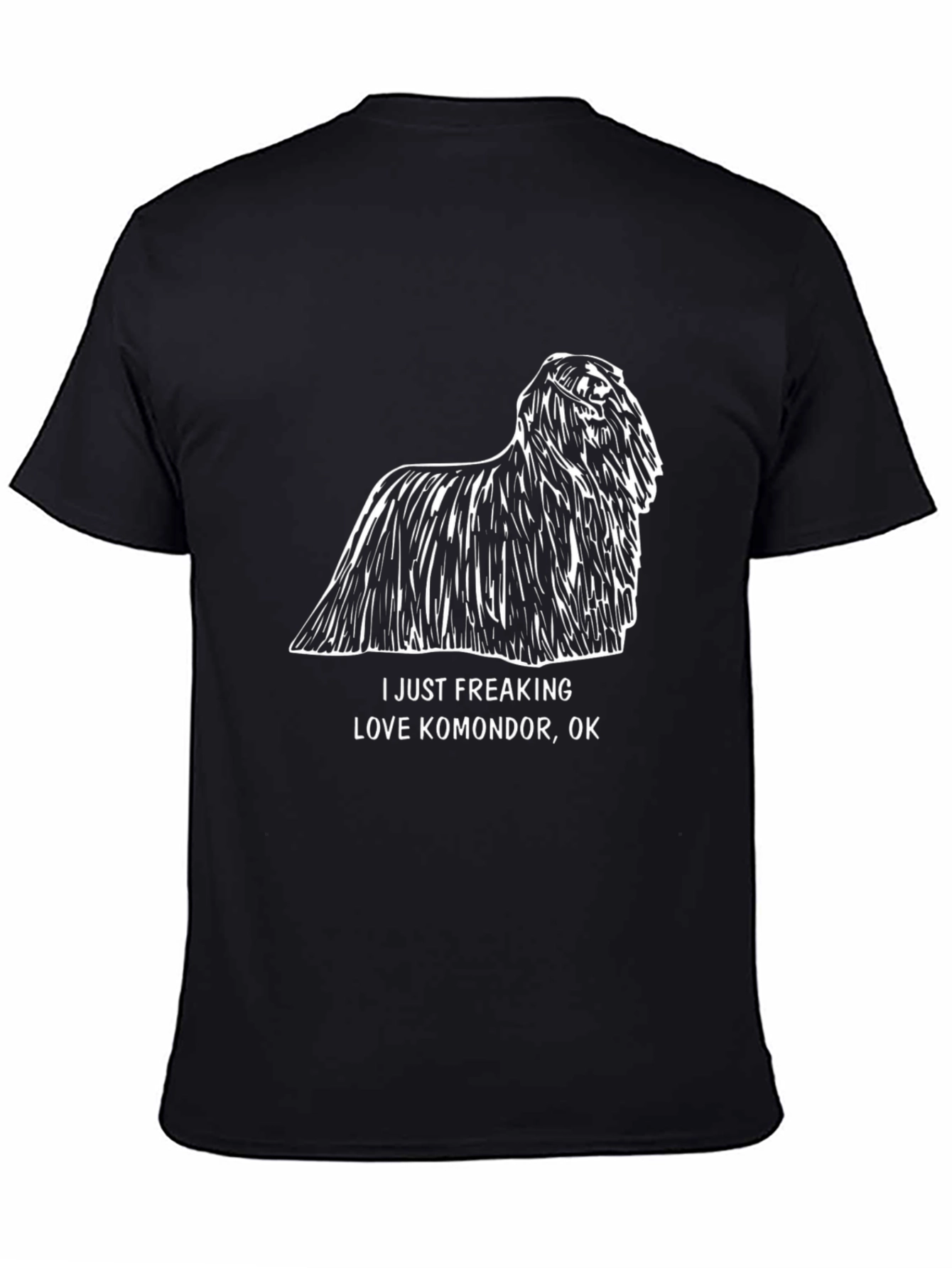 Black Komondor Dog Lover T-Shirt - Black Cotton Tee view 4