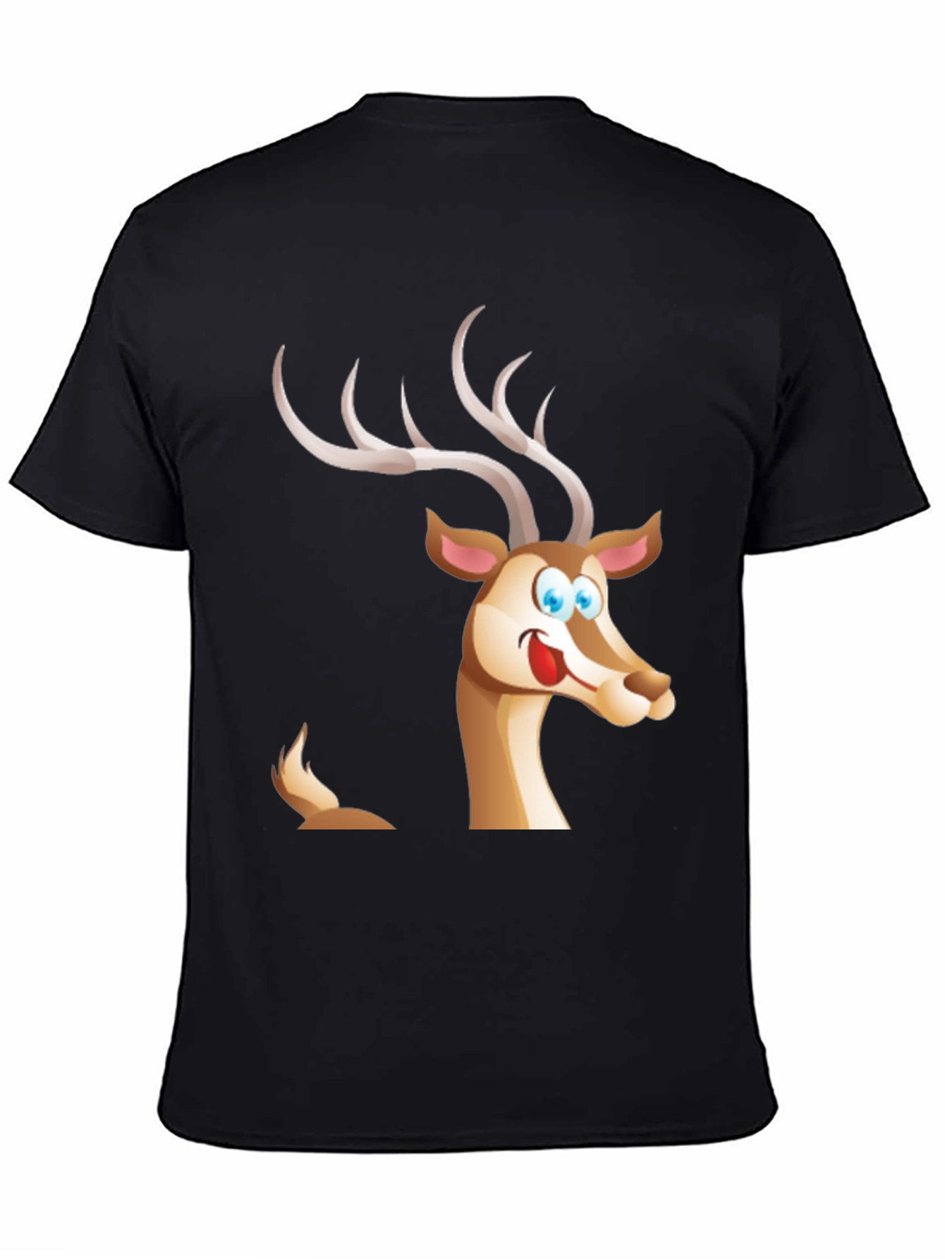 Black Cartoon Deer Graphic T-Shirt view 4
