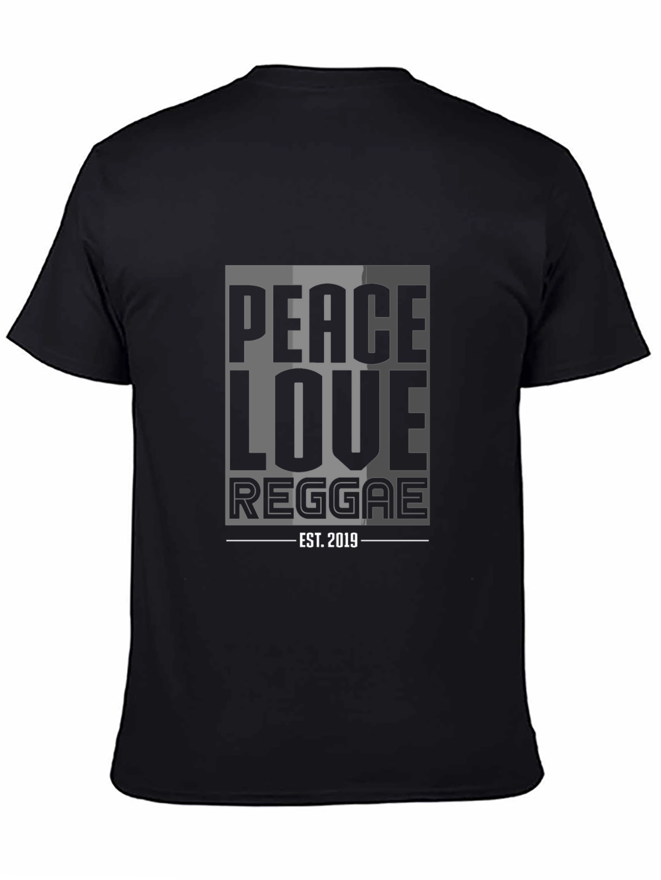 Black Peace Love Reggae T-Shirt - Est. 2019 - Black view 4