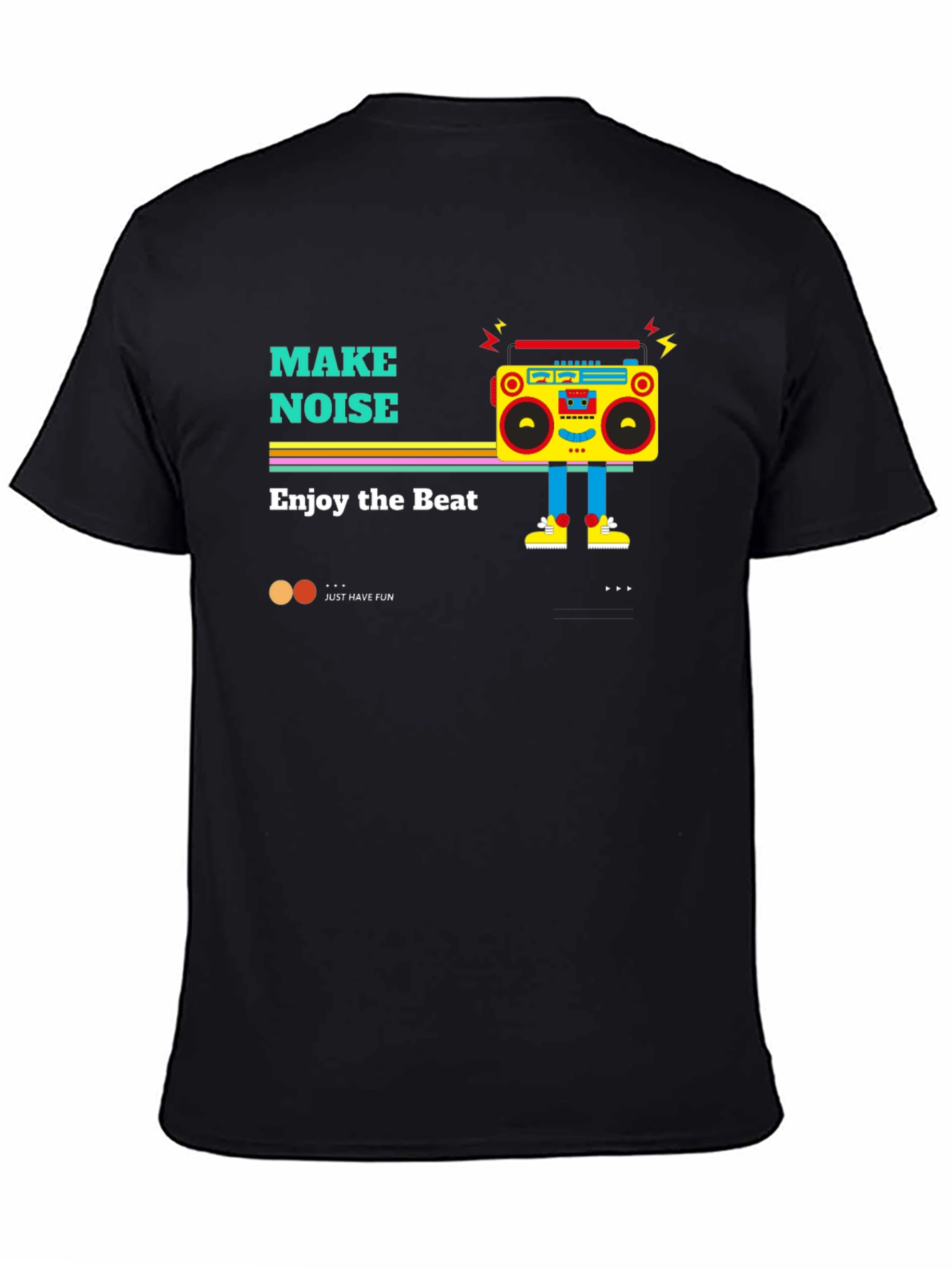 Black Retro Boombox Graphic Tee - Make Noise, Enjoy the Beat view 4