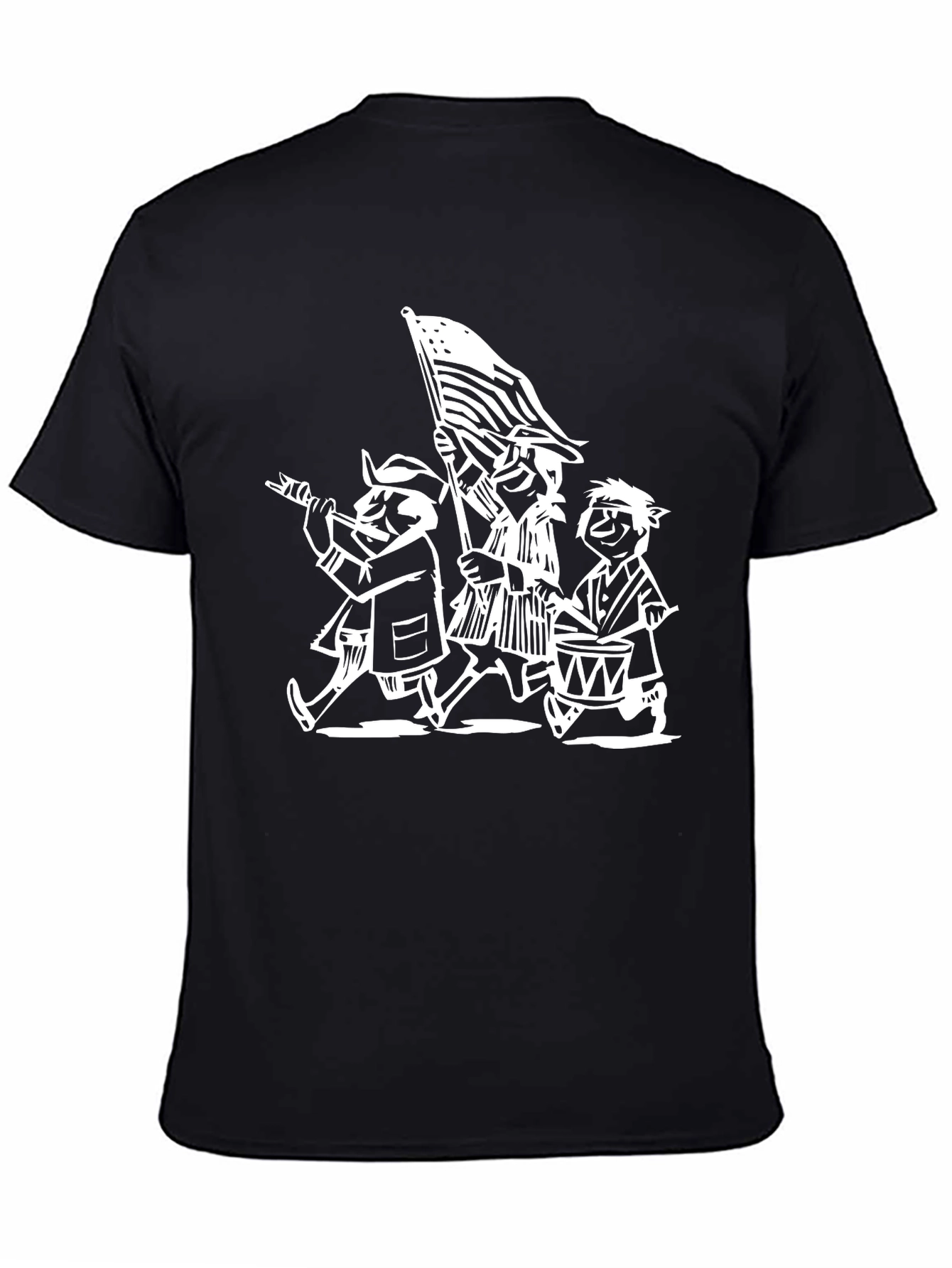 Black Patriotic Cartoon T-Shirt: Black Cotton Blend view 4