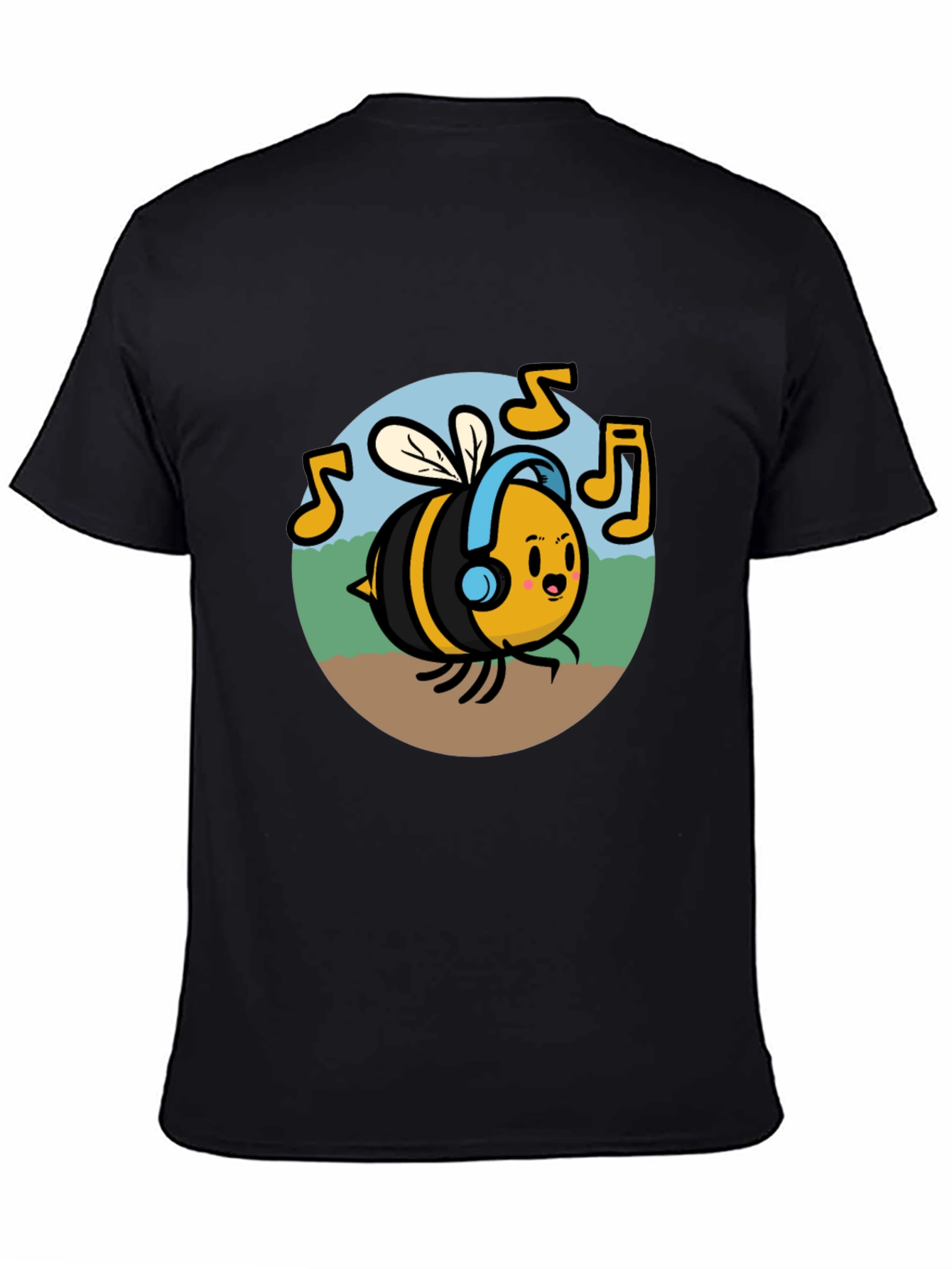 Black Musical Bee Graphic Tee - Black Cotton T-Shirt view 4