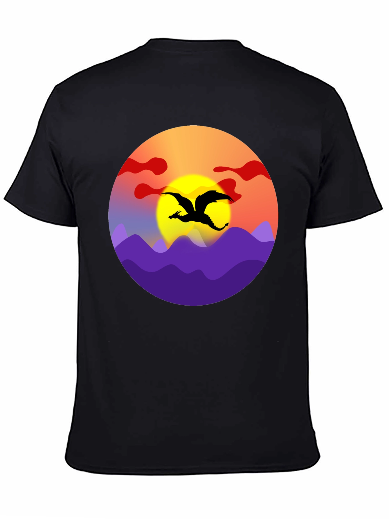 Black Dragon Sunset Graphic Tee - Black Cotton Blend view 4