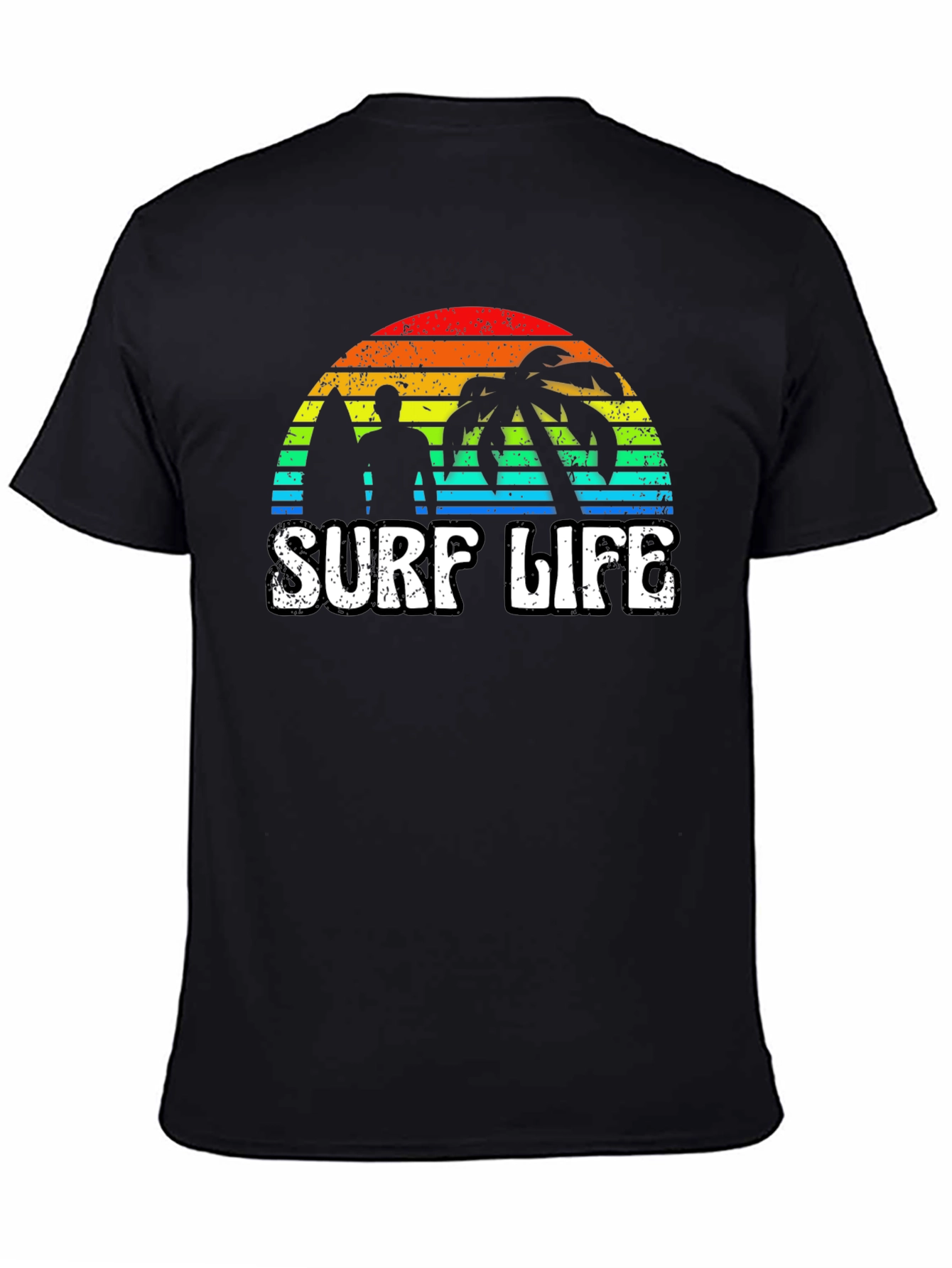 Black Surf Life Graphic Tee - Retro Sunset view 4