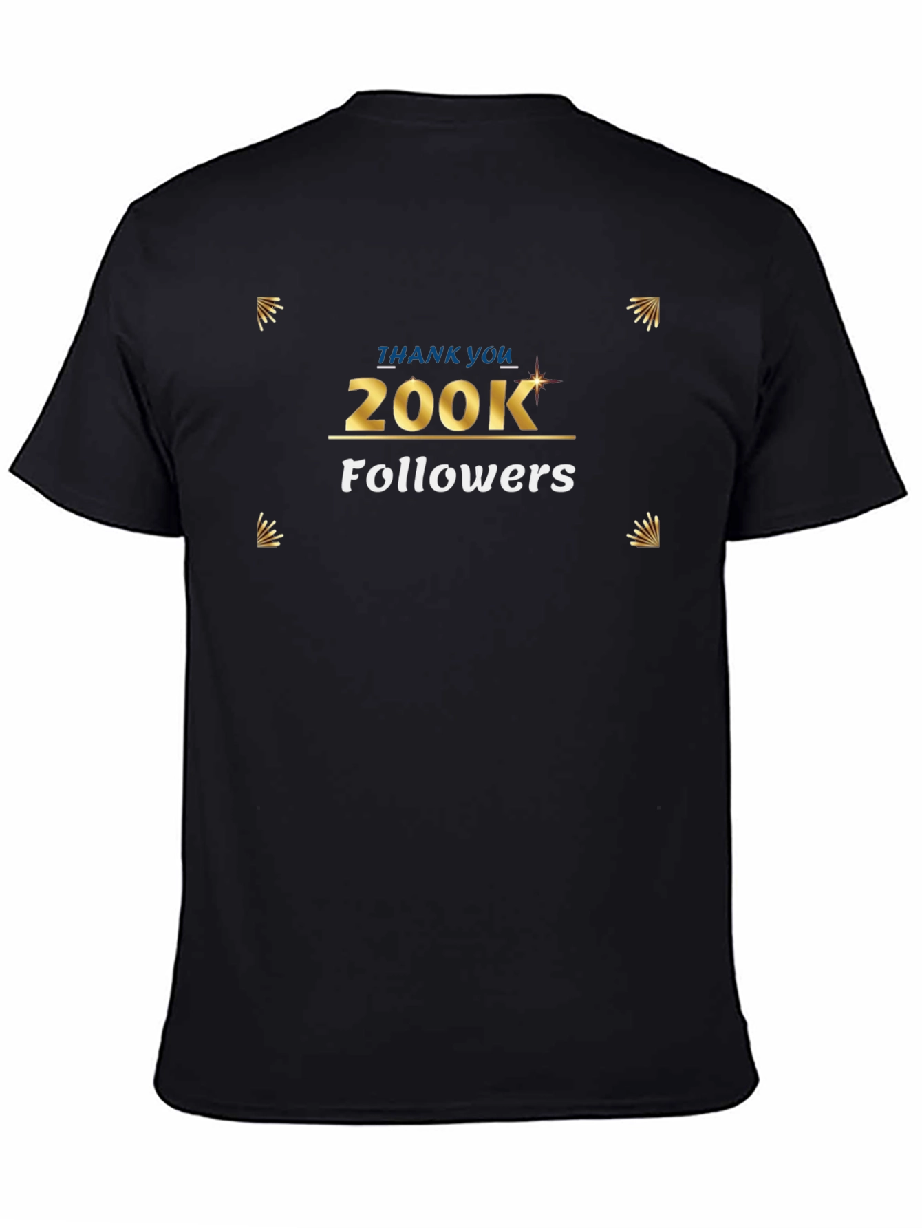 Black 200K Followers Celebration T-Shirt view 4