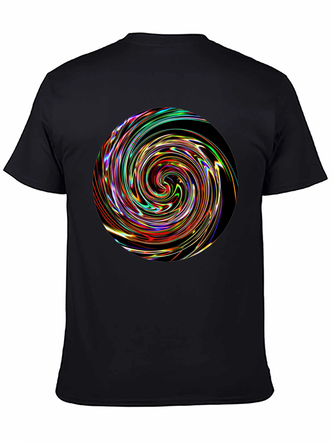 Black Vortex Swirl Graphic Black T-Shirt view 4
