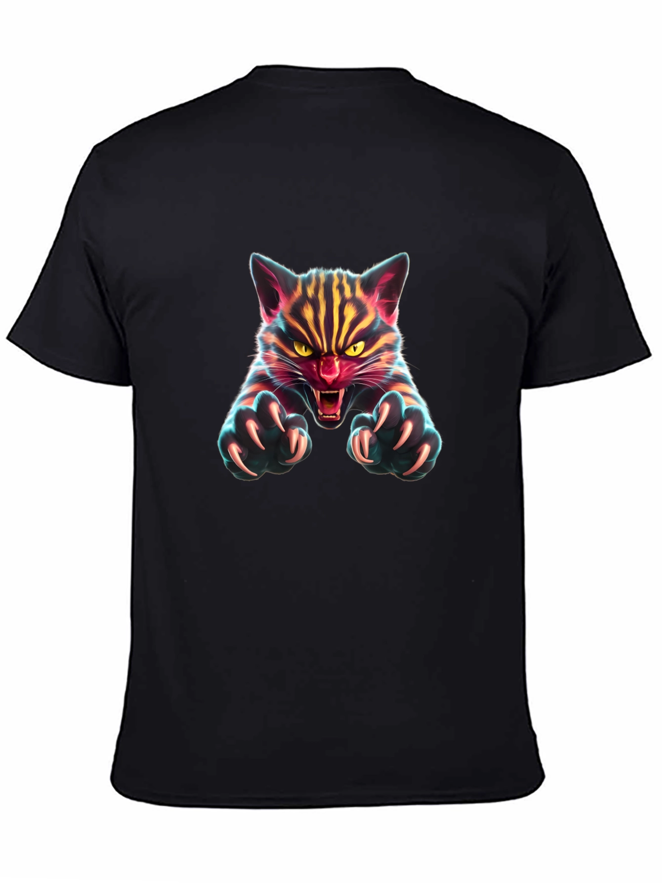 Black Fierce Feline Graphic Tee - Men's Black T-Shirt view 4