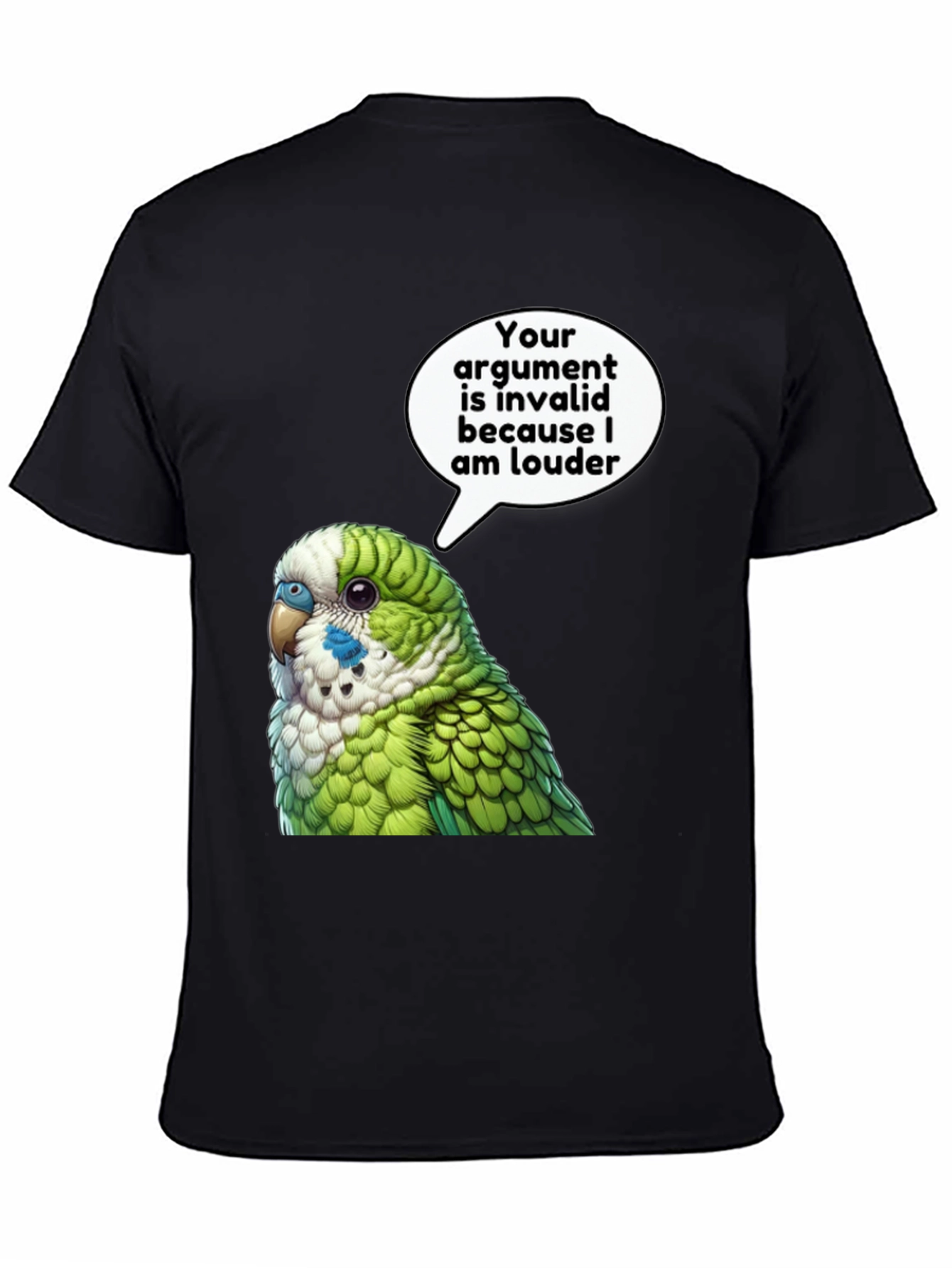 Black Parrot Loud Argument T-Shirt view 4