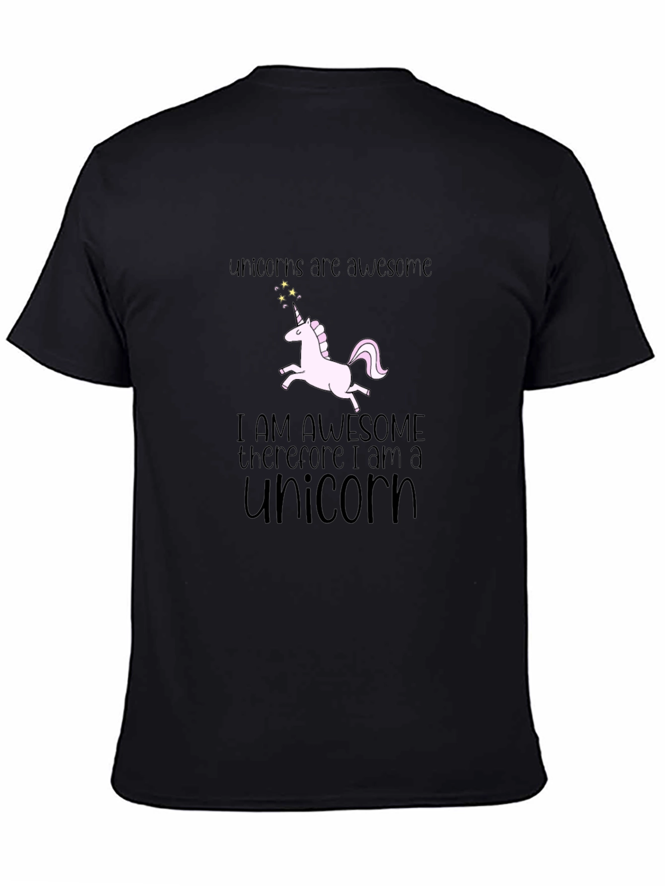 Black Unicorns Are Awesome Black Graphic T-Shirt view 4